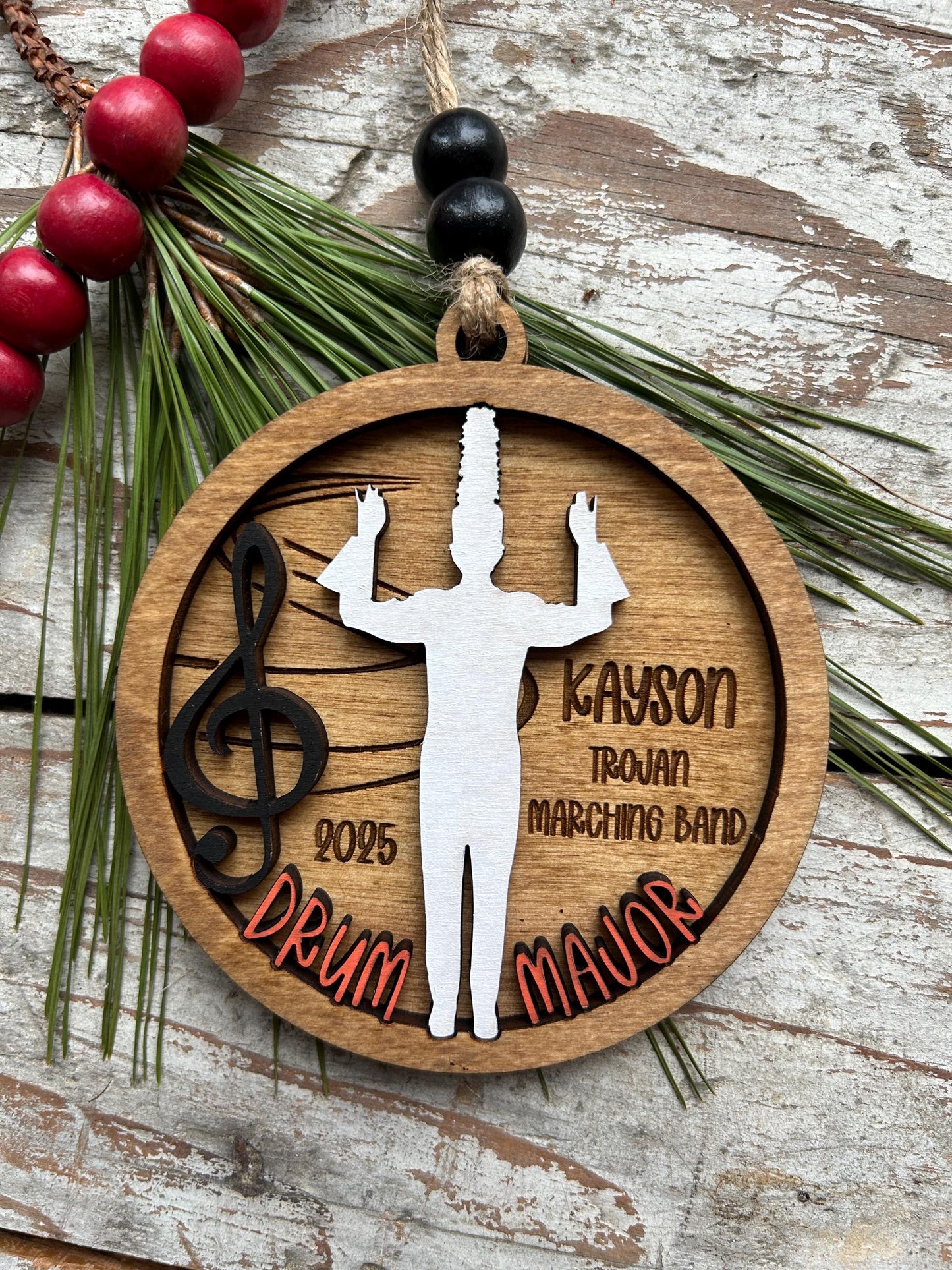 Personalized Drum Major Marching Band Christmas Tree Ornament |  Custom Band Leader Gift | Gift for Band Director | Music Lover | Conductor