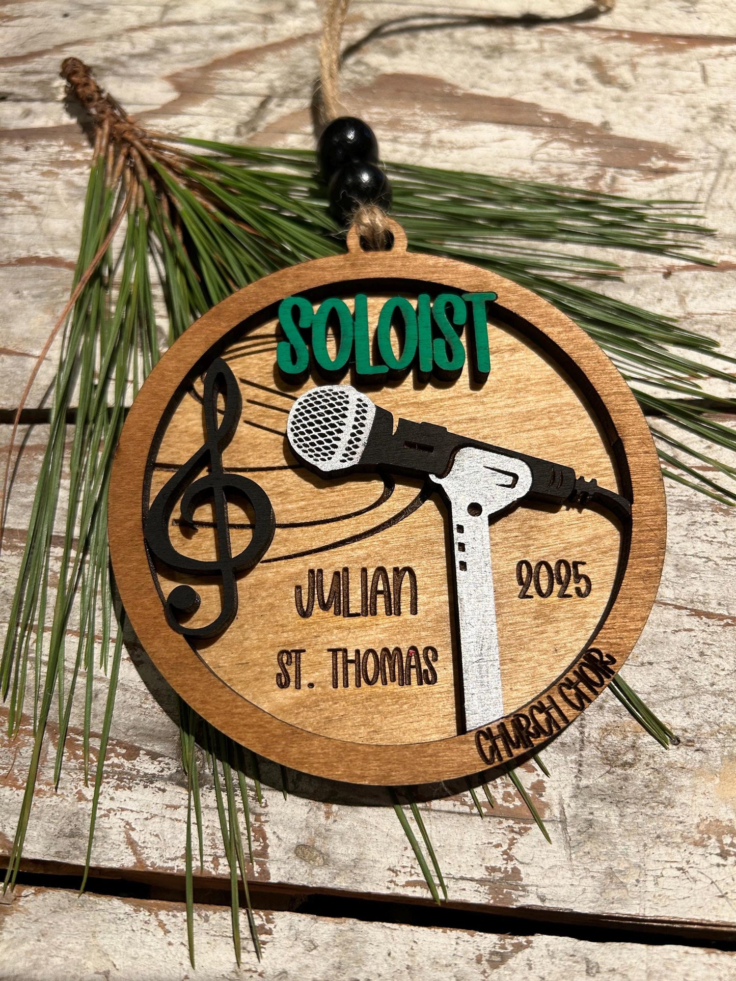 Personalized Soloist Chorus Christmas Tree Ornament |  Custom School Choral Singer | Musical Theater | Music Lover | Church Choir Solo