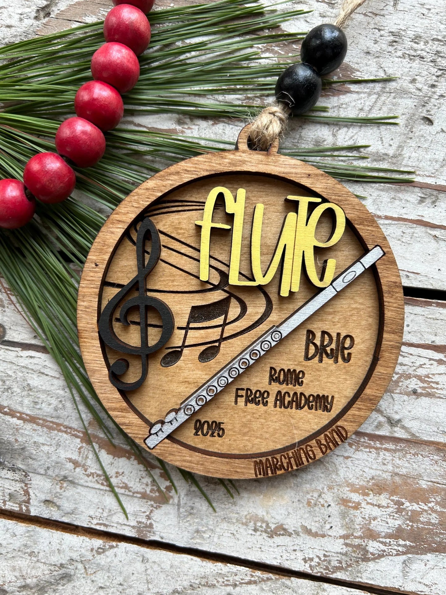 Personalized Flute Marching Band Christmas Tree Ornament | Music Instrument Ornament | Piccolo Custom Band Gift | Gift for Band Director