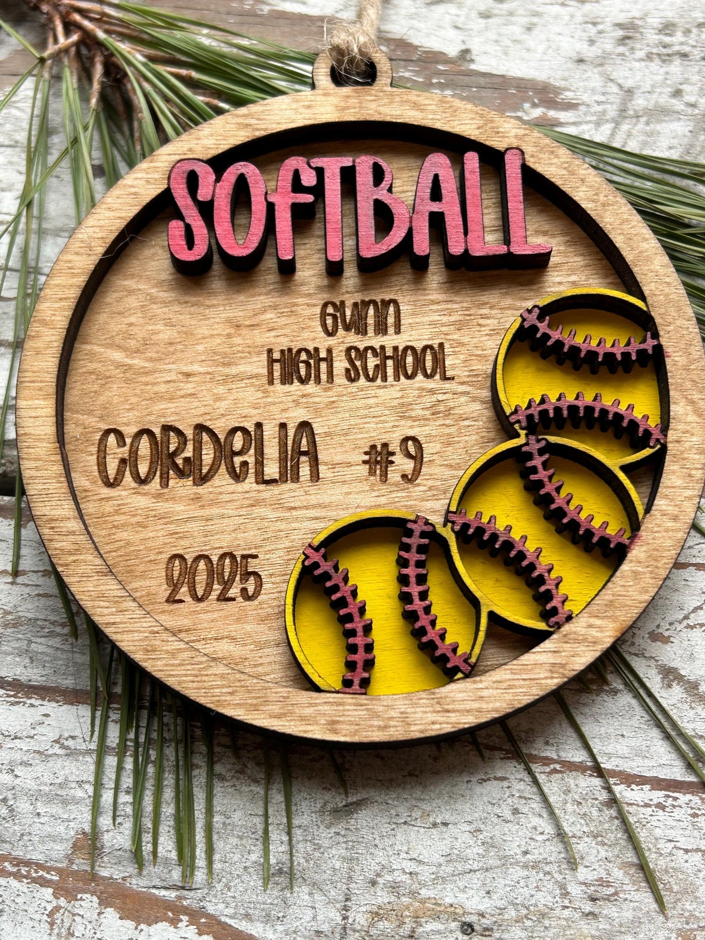 Personalized Softball Player Christmas Tree Ornament | Gift for High School Softball Team | Custom Softball Coach | Senior Softball Gift