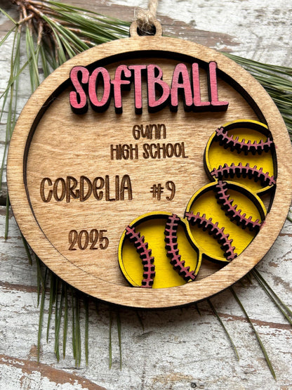 Personalized Softball Player Christmas Tree Ornament | Gift for High School Softball Team | Custom Softball Coach | Senior Softball Gift