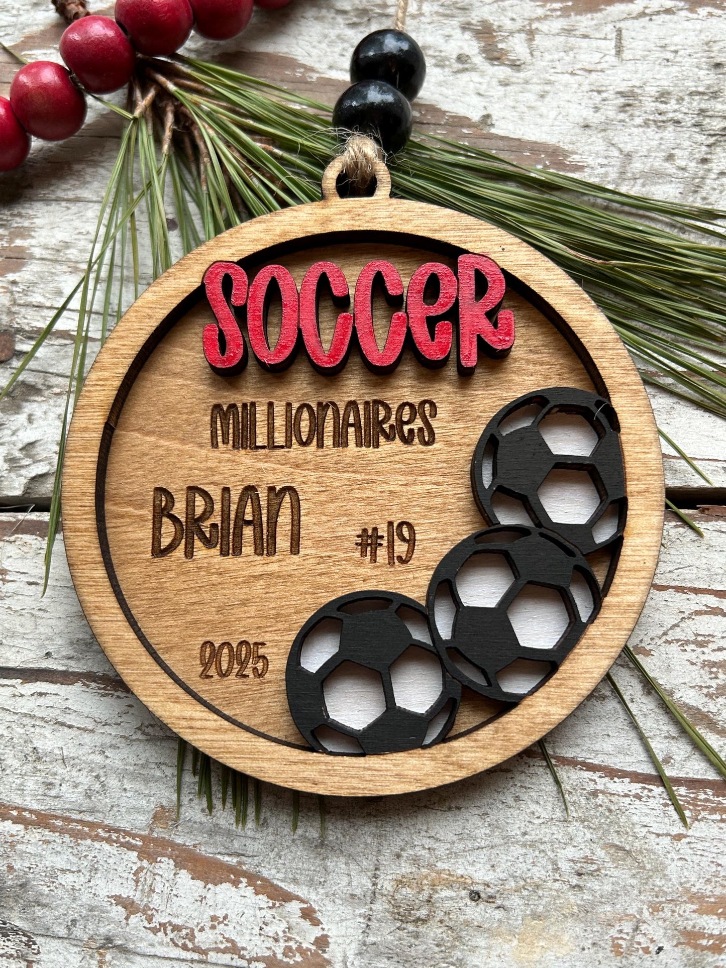 Personalized Soccer Player Christmas Tree Ornament | Gift for High School Soccer Team | Custom Soccer Ornament for Her or Him | Club Soccer