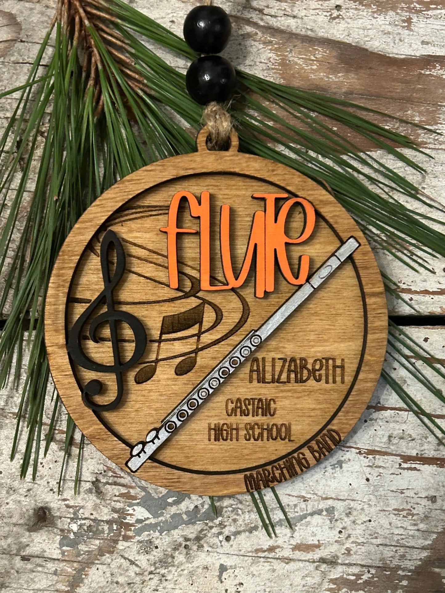 Personalized Flute Marching Band Christmas Tree Ornament | Music Instrument Ornament | Piccolo Custom Band Gift | Gift for Band Director