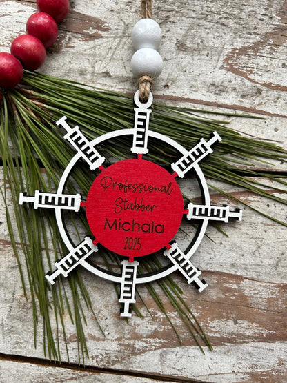 Phlebotomist Christmas Tree Ornament | Gift for Professional Needle Sticker | Phlebotomy Graduation Gift | Vein Stabber Ornament | MLT