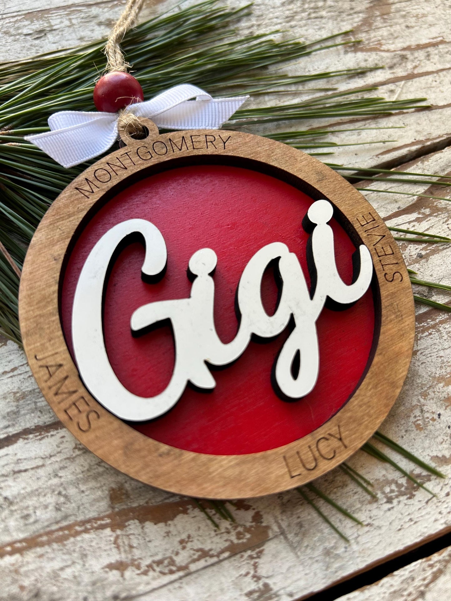 Personalized Gigi Grandkids Names Christmas Tree Ornament | Family Name Ornament  | Grandma Family Custom Name | Gift For Gi Gi