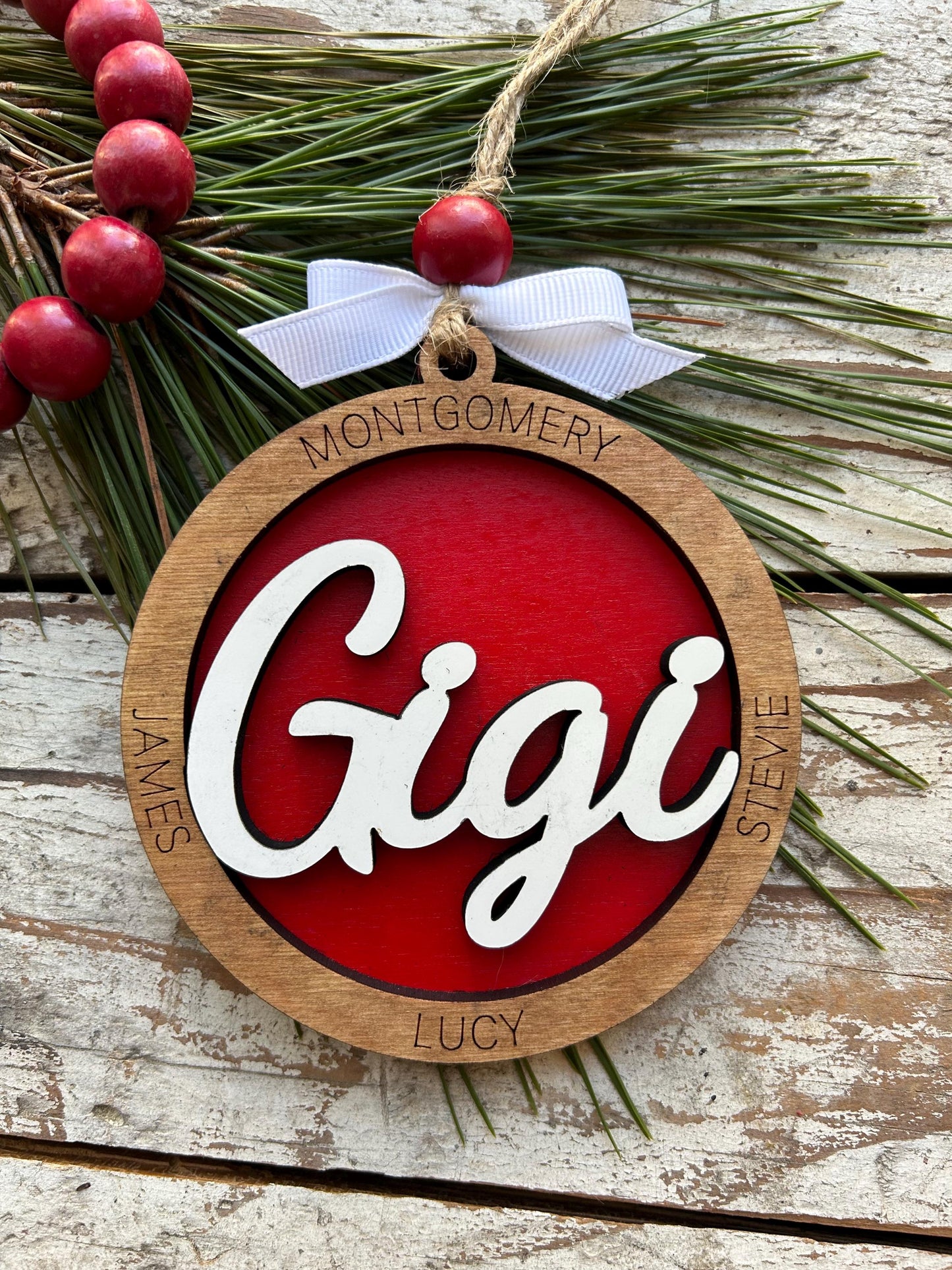 Personalized Gigi Grandkids Names Christmas Tree Ornament | Family Name Ornament  | Grandma Family Custom Name | Gift For Gi Gi