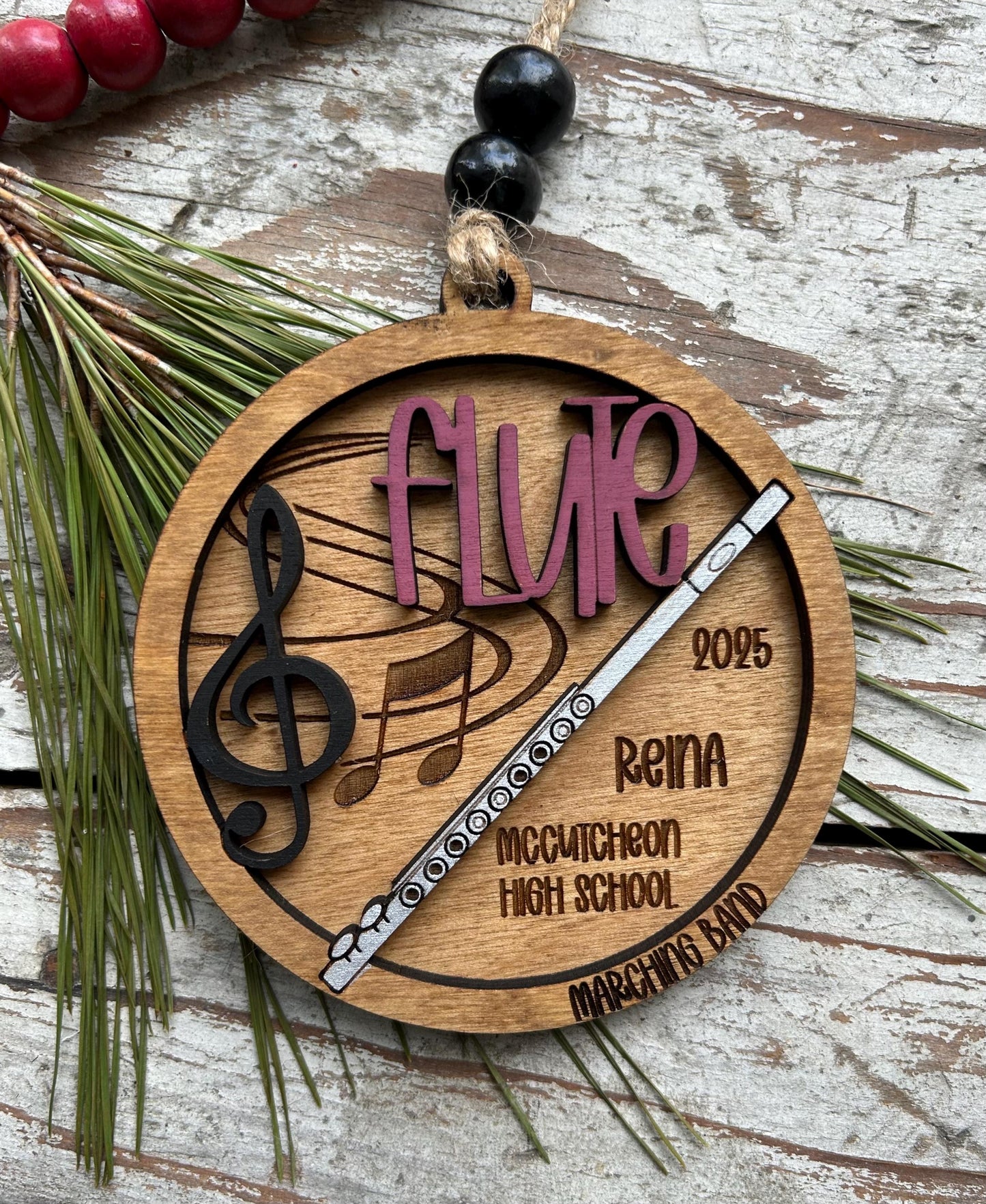Personalized Flute Marching Band Christmas Tree Ornament | Music Instrument Ornament | Piccolo Custom Band Gift | Gift for Band Director