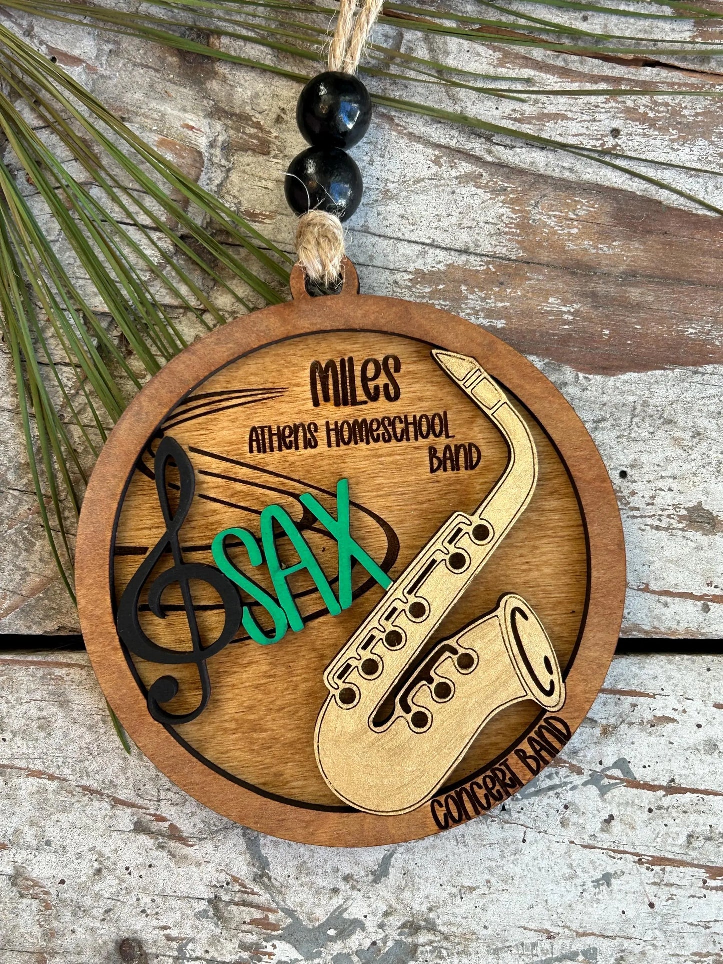 Personalized Saxophone Marching Band Christmas Tree Ornament | Brass Music Instrument Ornament | Custom Sax Gift | Gift for Band Director