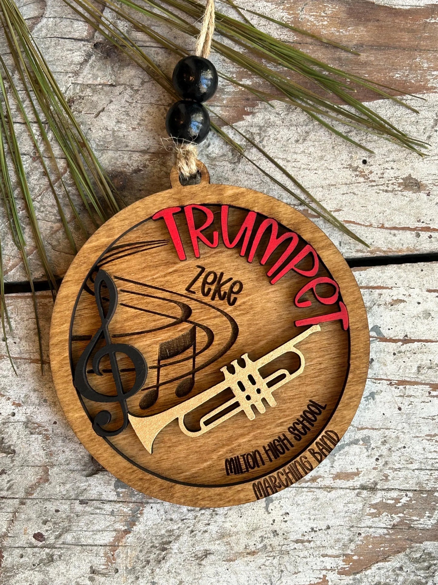 Personalized Trumpet Marching Band Christmas Tree Ornament | Brass Music Instrument Ornament | Custom Band Gift | Gift for Band Director