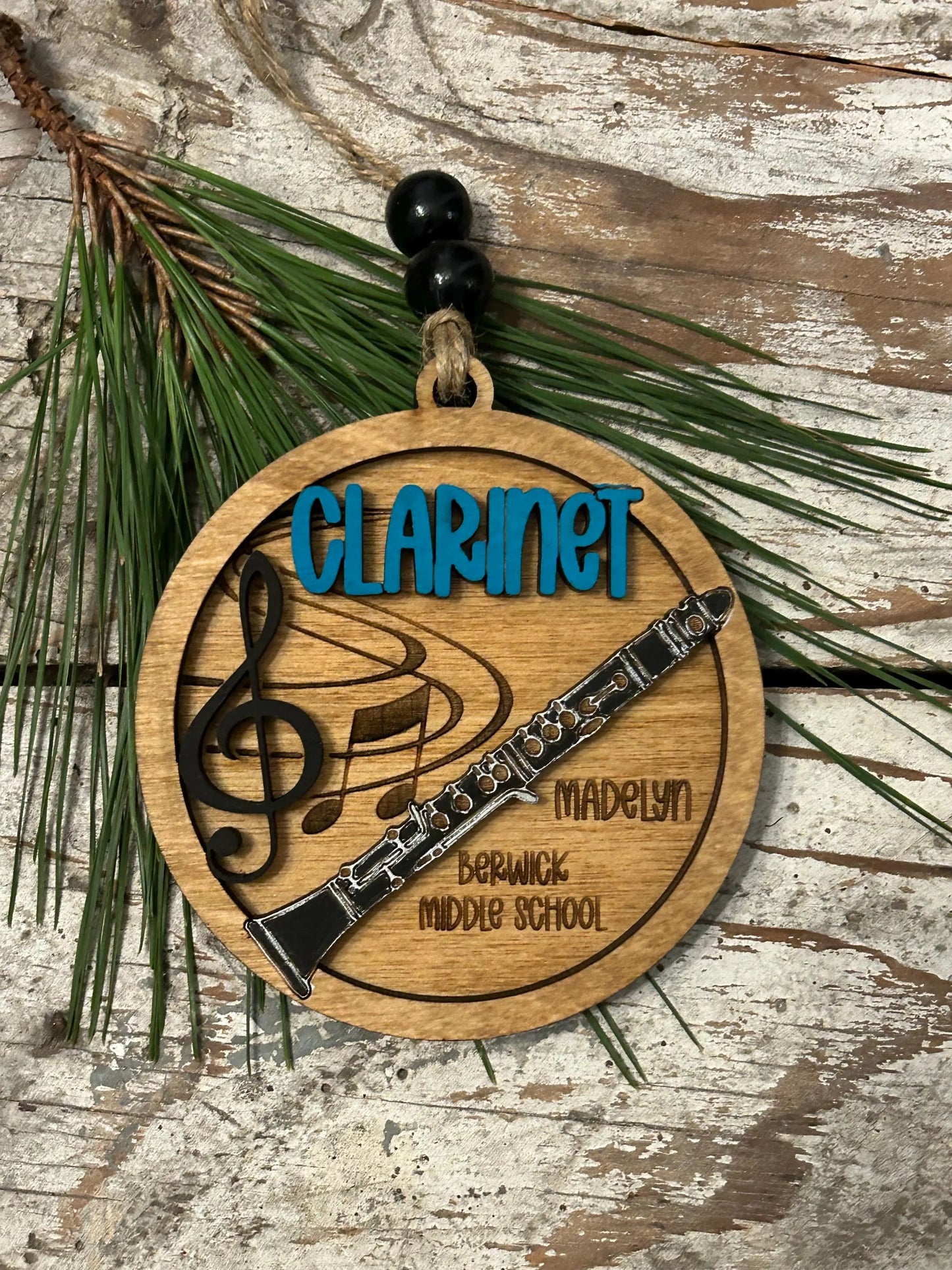 Personalized Clarinet Marching Band Christmas Tree Ornament | Music Instrument Ornament | Woodwinds Custom  Band | Gift for Band Director