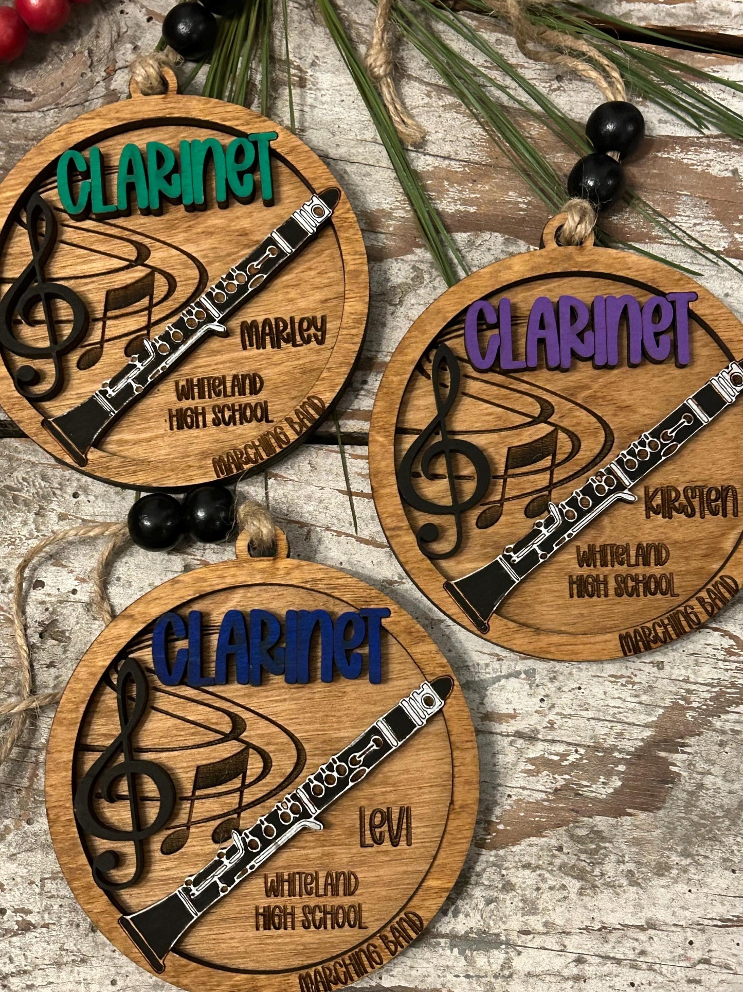 Personalized Clarinet Marching Band Christmas Tree Ornament | Music Instrument Ornament | Woodwinds Custom  Band | Gift for Band Director