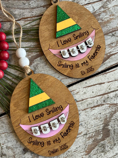 Personalized Braces Christmas Tree Ornament | Smiling is My Favorite | Brace Face | Orthodontist | Tin is In | Metal Mouth | Perfect Smile
