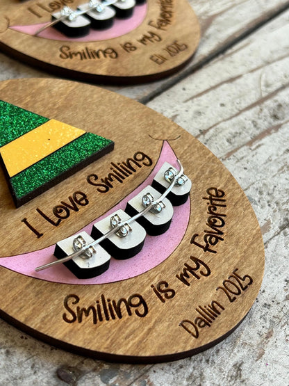 Personalized Braces Christmas Tree Ornament | Smiling is My Favorite | Brace Face | Orthodontist | Tin is In | Metal Mouth | Perfect Smile