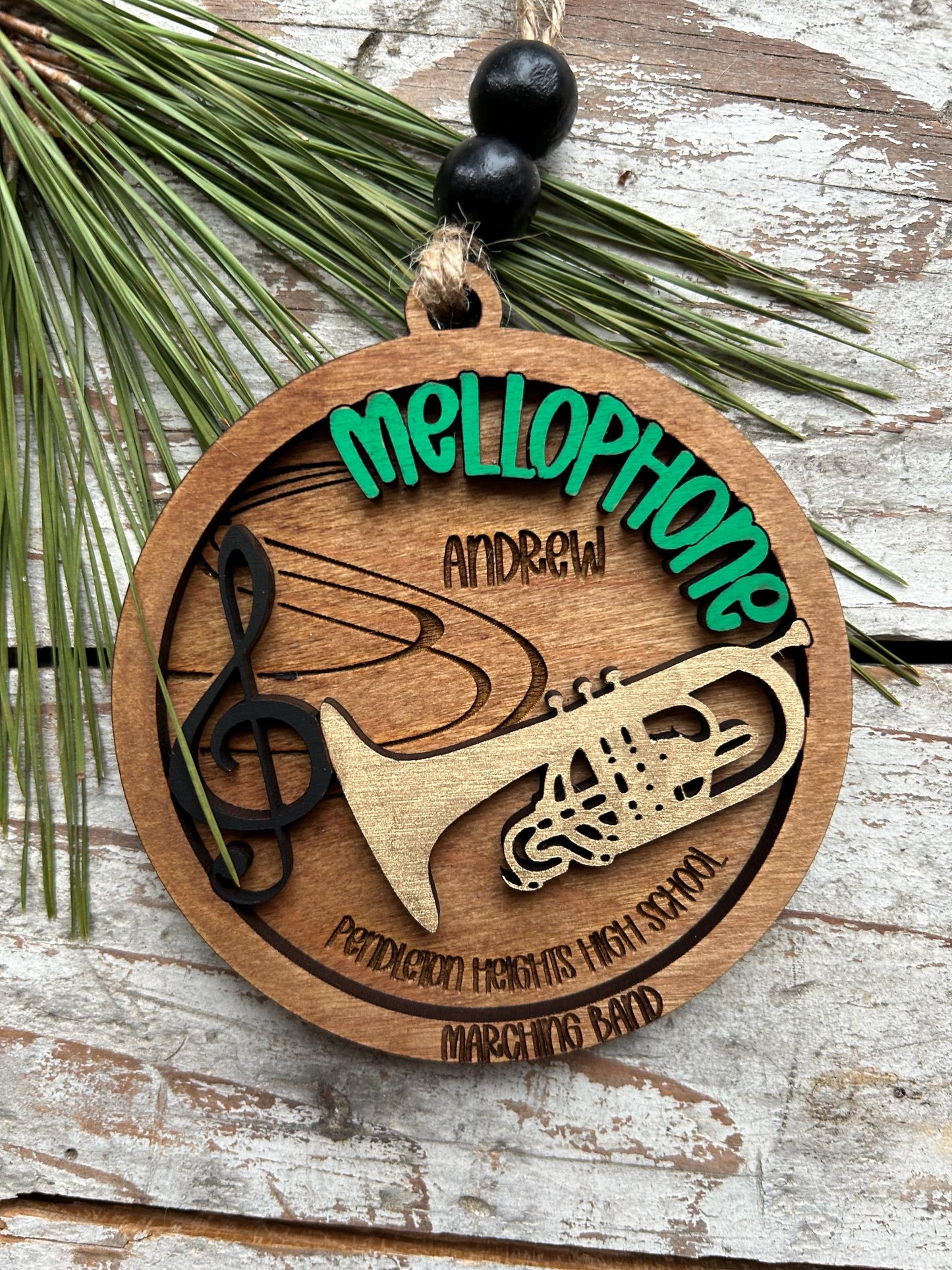 Personalized Mellophone Marching Band Christmas Tree Ornament | Brass Music Instrument Ornament | Custom Band Gift | Drum and Bugle Corp