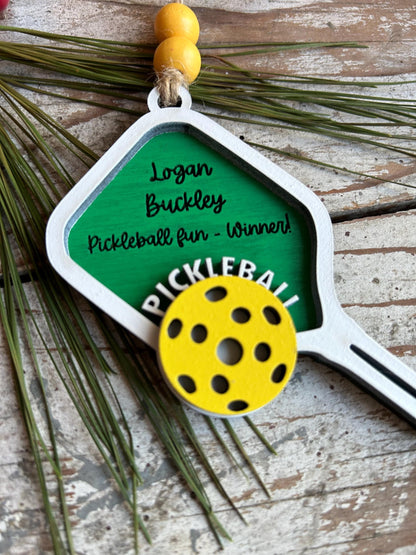 Personalized Pickleball Christmas Tree Ornament | Pickle Ball Team Players Gift | Custom Paddle Racket Tournament Prize | Pickleball Lover