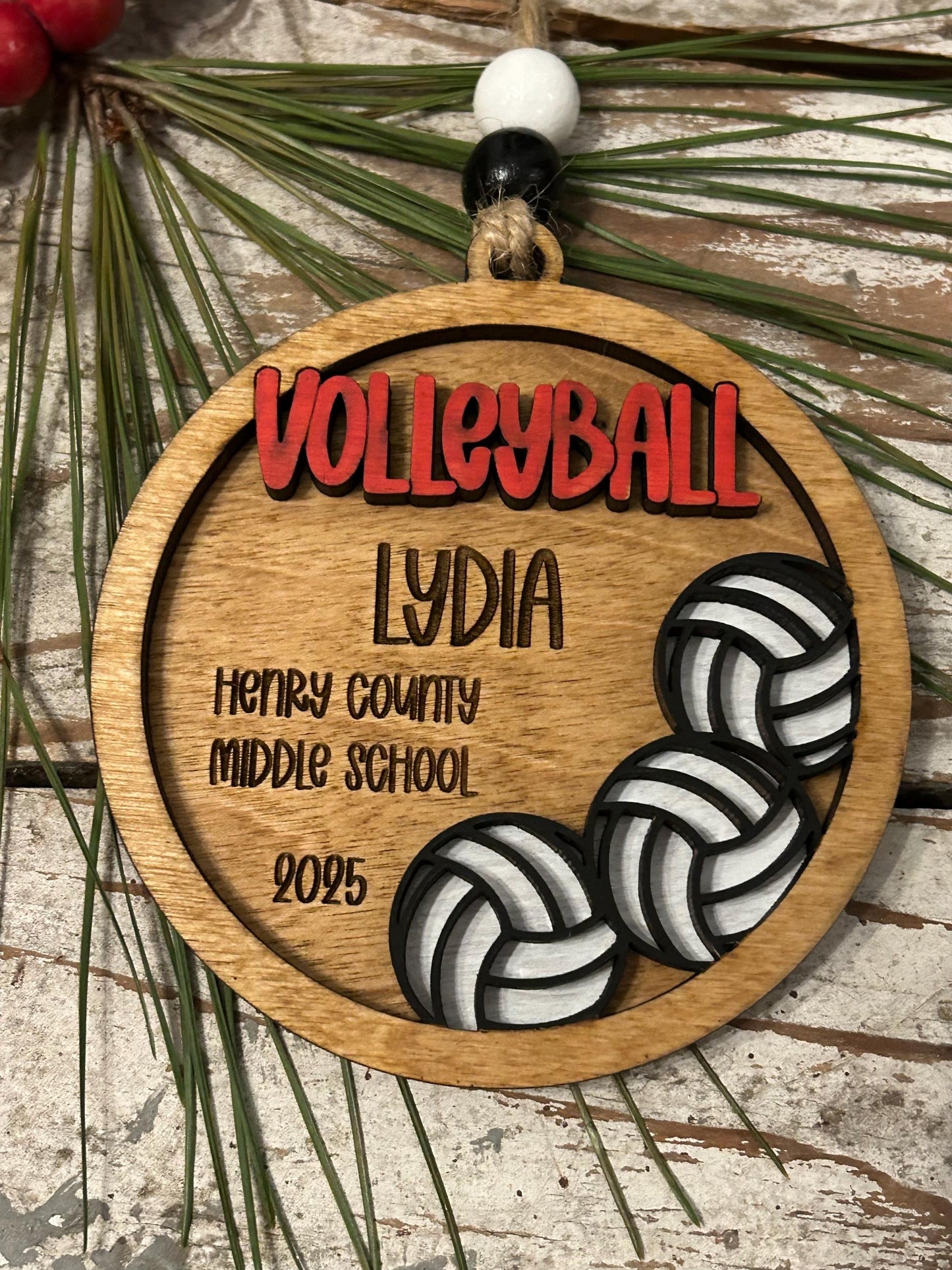 Personalized Volleyball Player Christmas Tree Ornament | Gift for High School Volleyball Team | Custom Volleyball Ornament for Her |