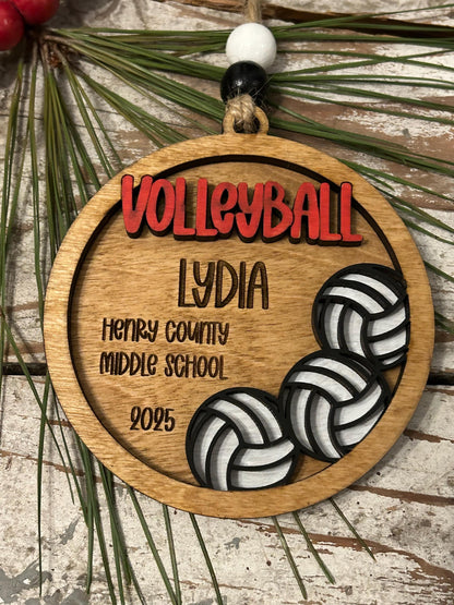 Personalized Volleyball Player Christmas Tree Ornament | Gift for High School Volleyball Team | Custom Volleyball Ornament for Her |