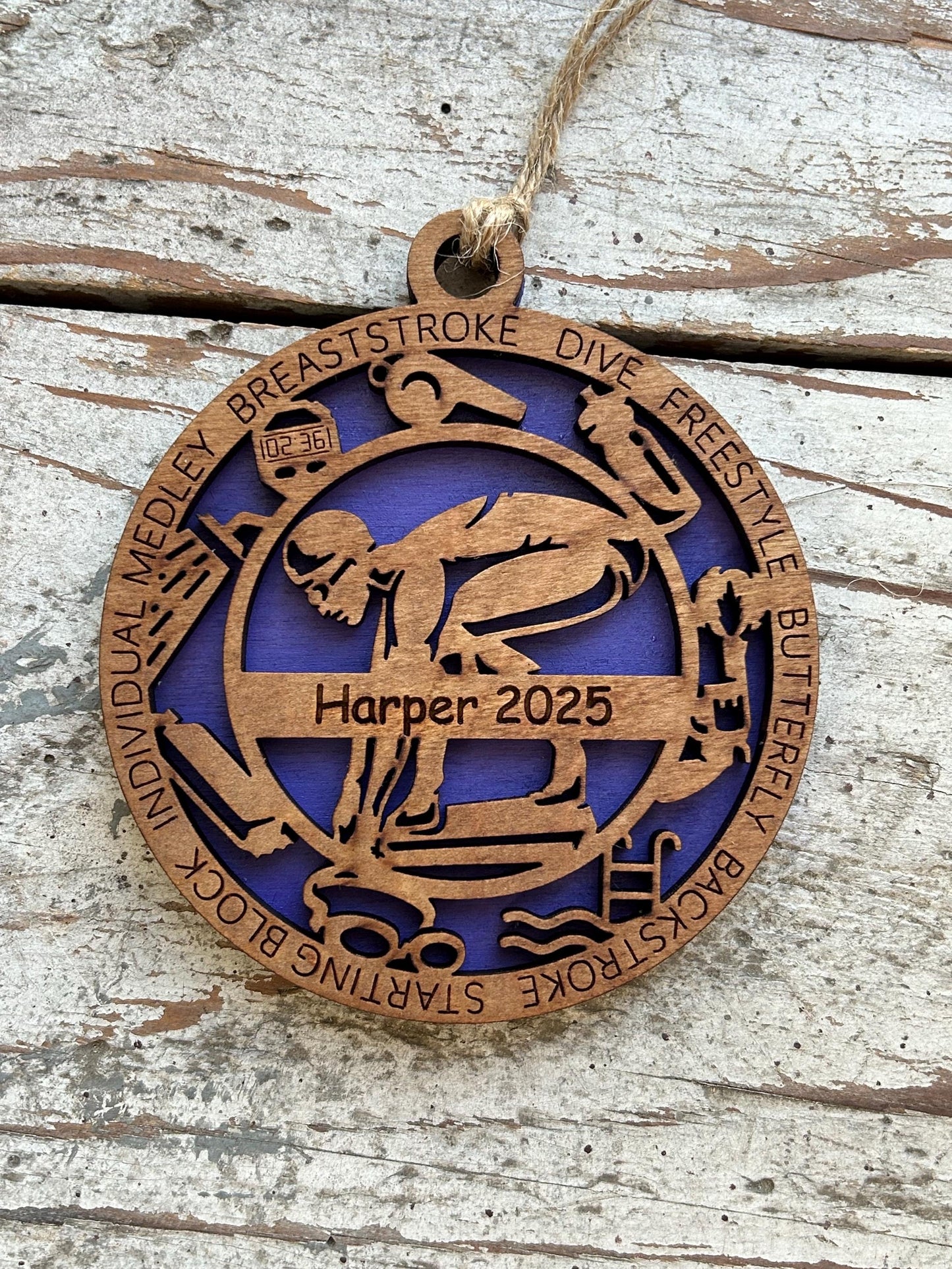Personalized Swim Christmas Tree Ornament | Gift for High School Swimmer | Custom Boy or Girl Swimming Ornament | Swim Team Coach Gift