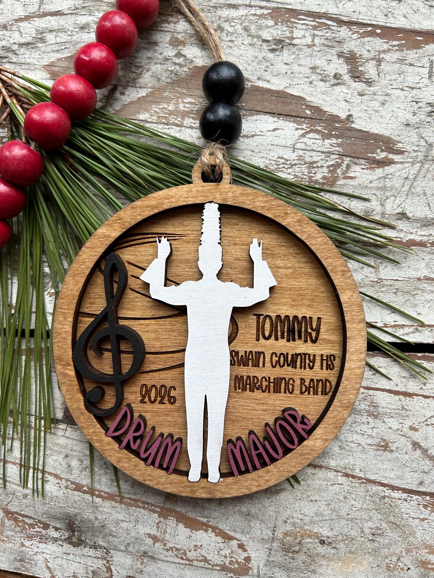 Personalized Drum Major Marching Band Christmas Tree Ornament |  Custom Band Leader Gift | Gift for Band Director | Music Lover | Conductor