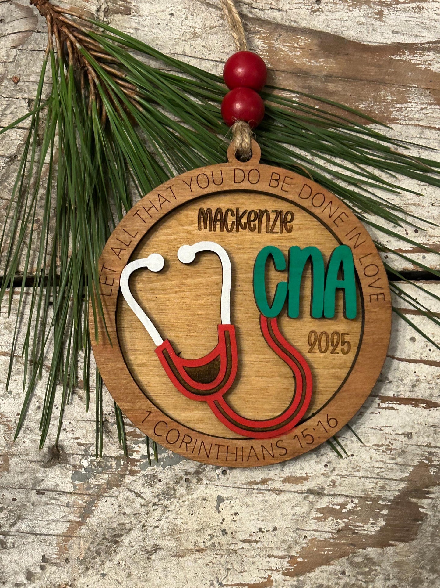 Personalized CNA Nurse Christmas Tree Ornament | Religious Gift for Nursing Graduate | Gift for Nurse | CNA Ornament | 1 Corinthians 15:16