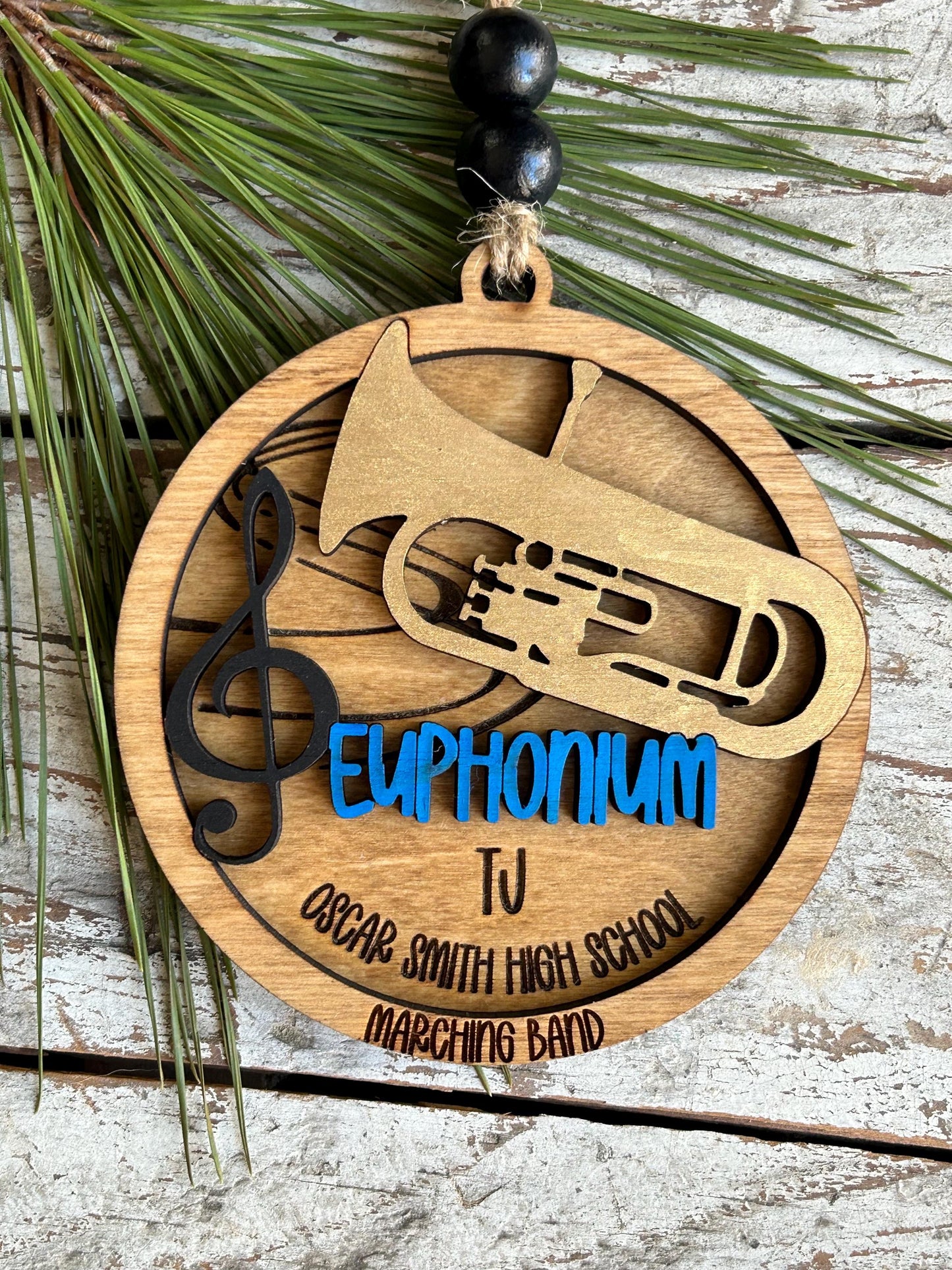 Personalized Euphonium Marching Band Christmas Tree Ornament | Brass Music Instrument Ornament | Custom Band Gift | Gift for Band Director