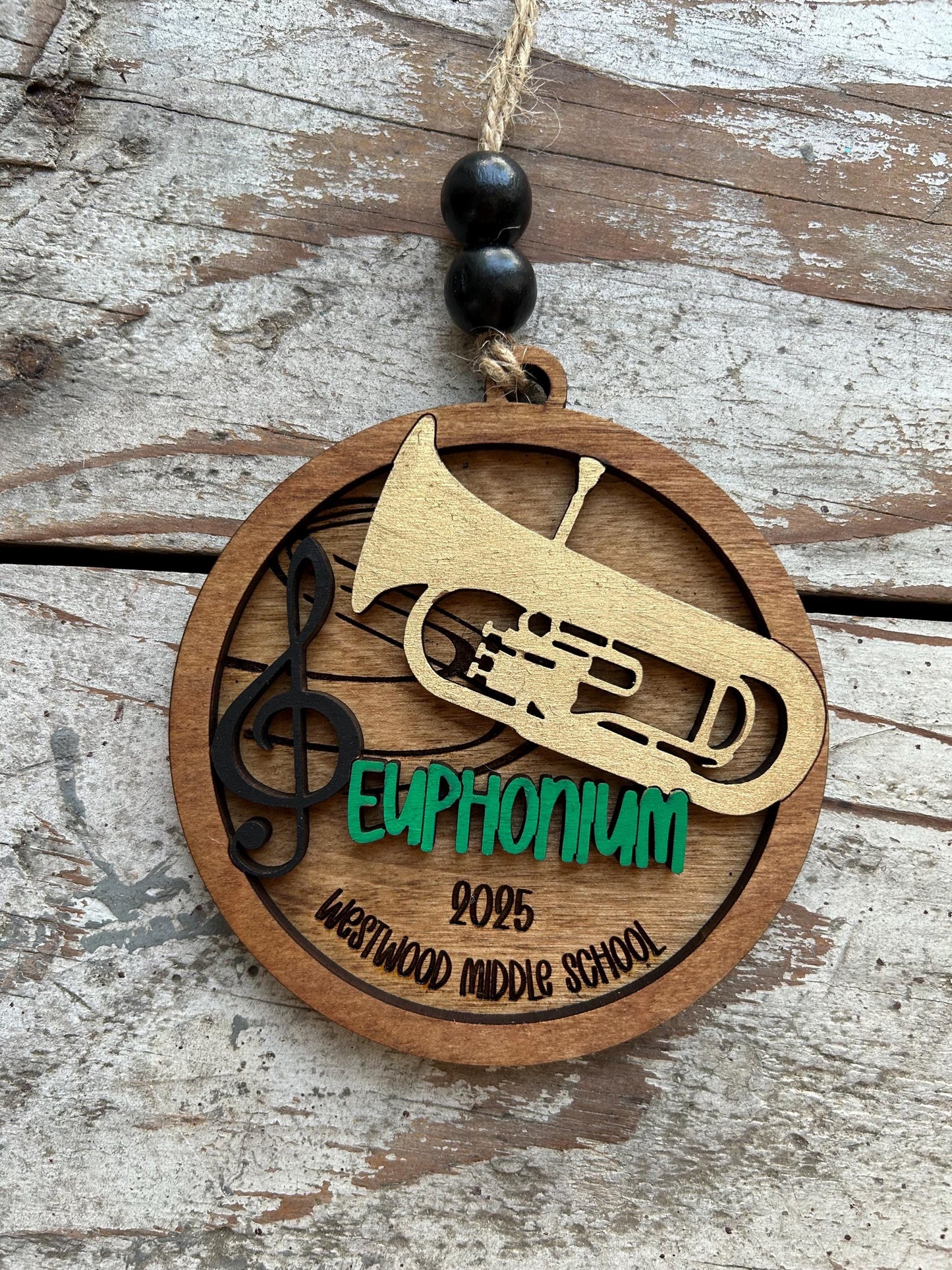 Personalized Euphonium Marching Band Christmas Tree Ornament | Brass Music Instrument Ornament | Custom Band Gift | Gift for Band Director