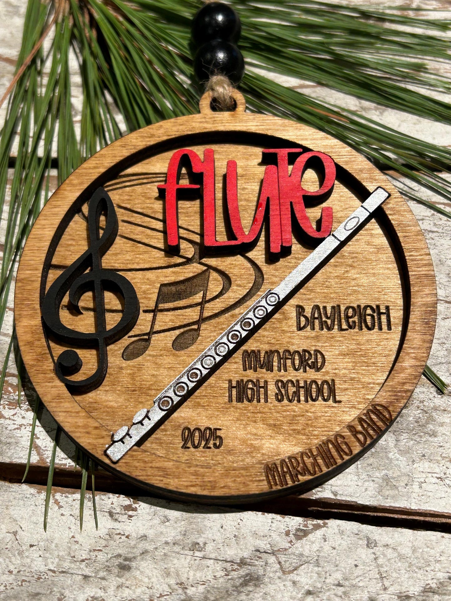 Personalized Flute Marching Band Christmas Tree Ornament | Music Instrument Ornament | Piccolo Custom Band Gift | Gift for Band Director