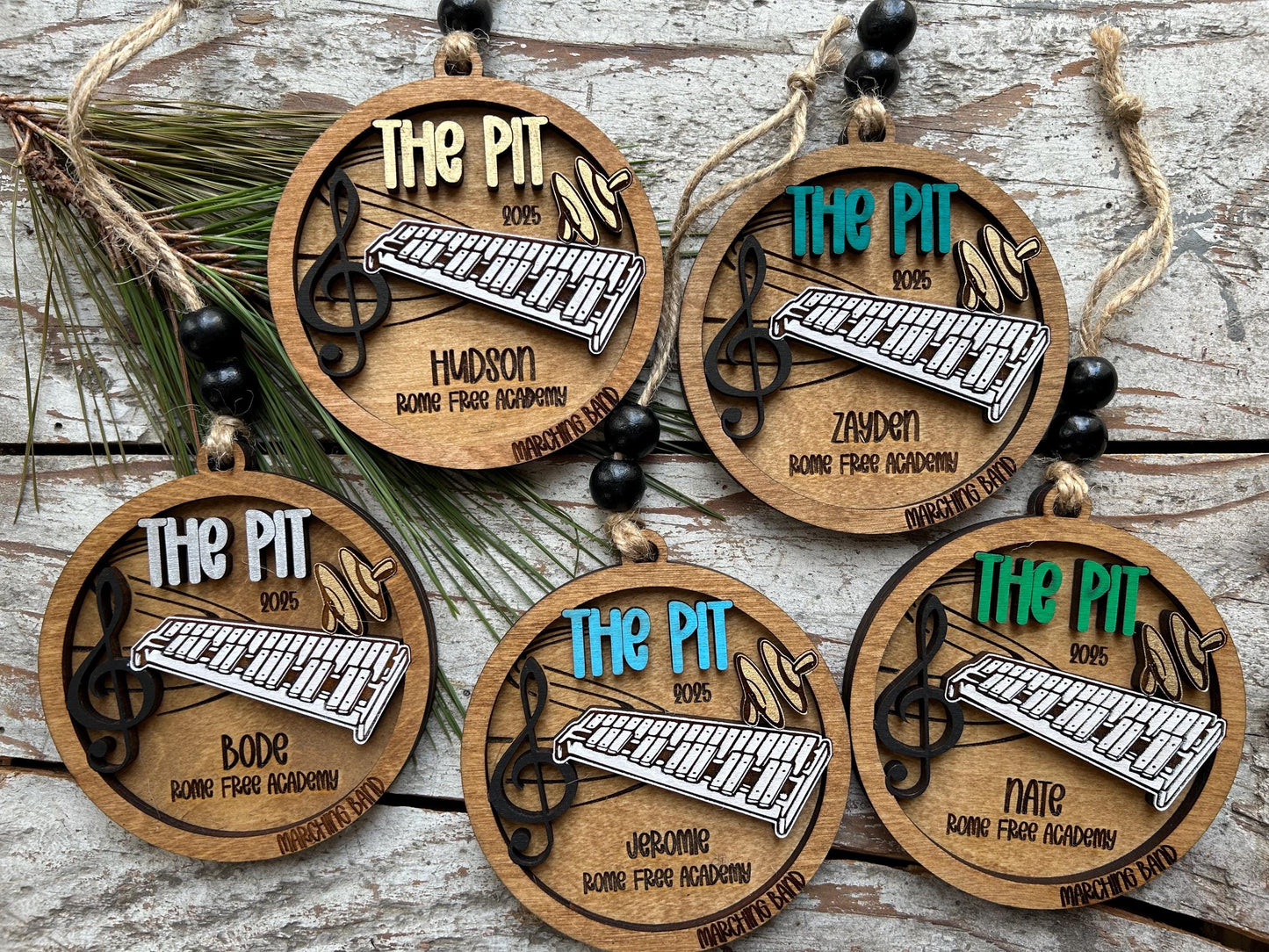 Personalized Pit Marching Band Christmas Tree Ornament | Percussion Xylophone | Triangle | The Pit Custom Band Gift | Gift for Band Director