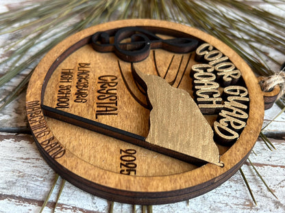 Personalized Color Guard Coach Marching Band Christmas Tree Ornament | Flags Custom Band Gift | Gift for Flag Girls | Color Guard Team Gift