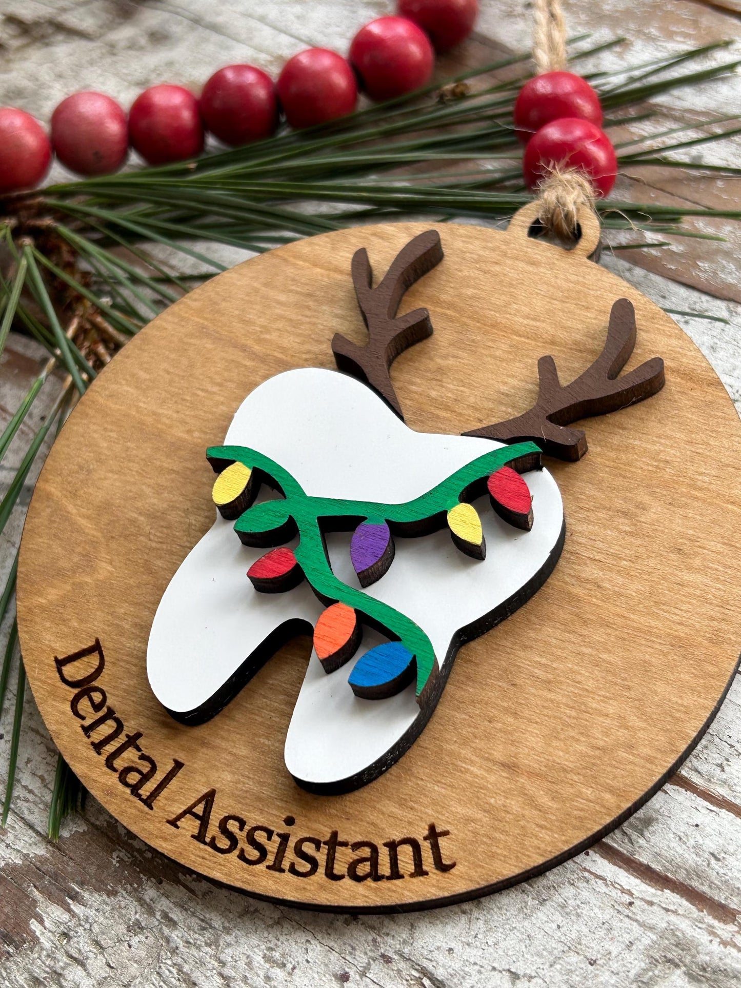 Personalized Dental Assistant Christmas Tree Ornament | Gift for Dentist | Orthodontist | Dental Hygienist Team Party Present | First Tooth