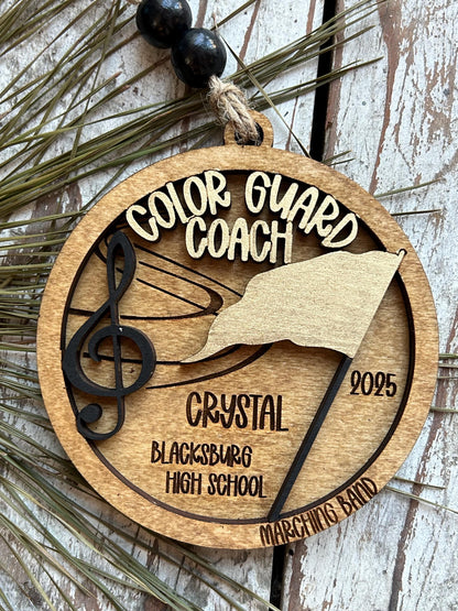 Personalized Color Guard Coach Marching Band Christmas Tree Ornament | Flags Custom Band Gift | Gift for Flag Girls | Color Guard Team Gift