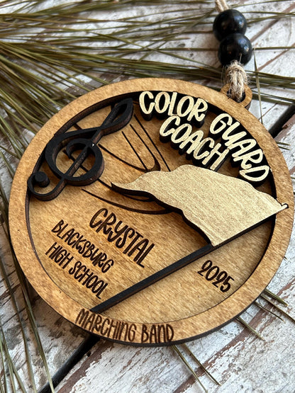 Personalized Color Guard Coach Marching Band Christmas Tree Ornament | Flags Custom Band Gift | Gift for Flag Girls | Color Guard Team Gift