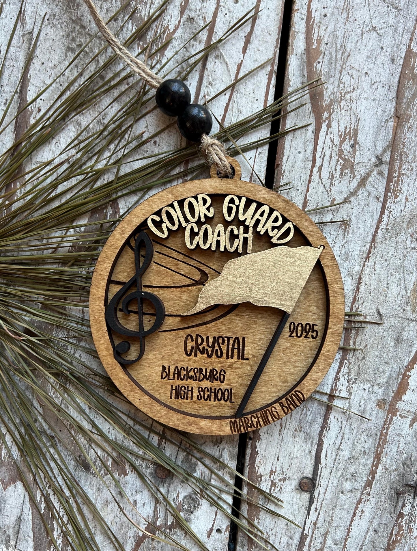 Personalized Color Guard Coach Marching Band Christmas Tree Ornament | Flags Custom Band Gift | Gift for Flag Girls | Color Guard Team Gift