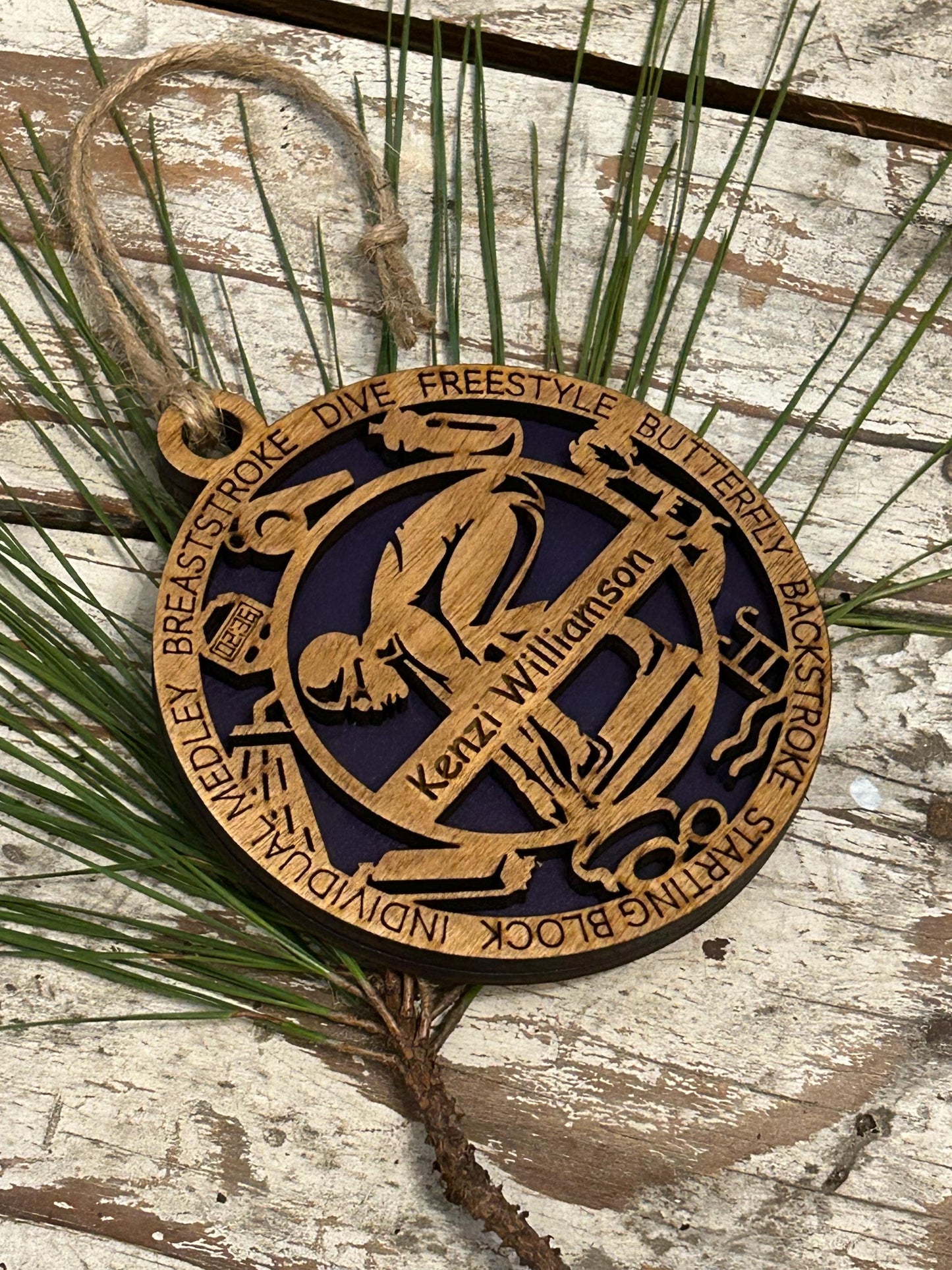 Personalized Swim Christmas Tree Ornament | Gift for High School Swimmer | Custom Boy or Girl Swimming Ornament | Swim Team Coach Gift