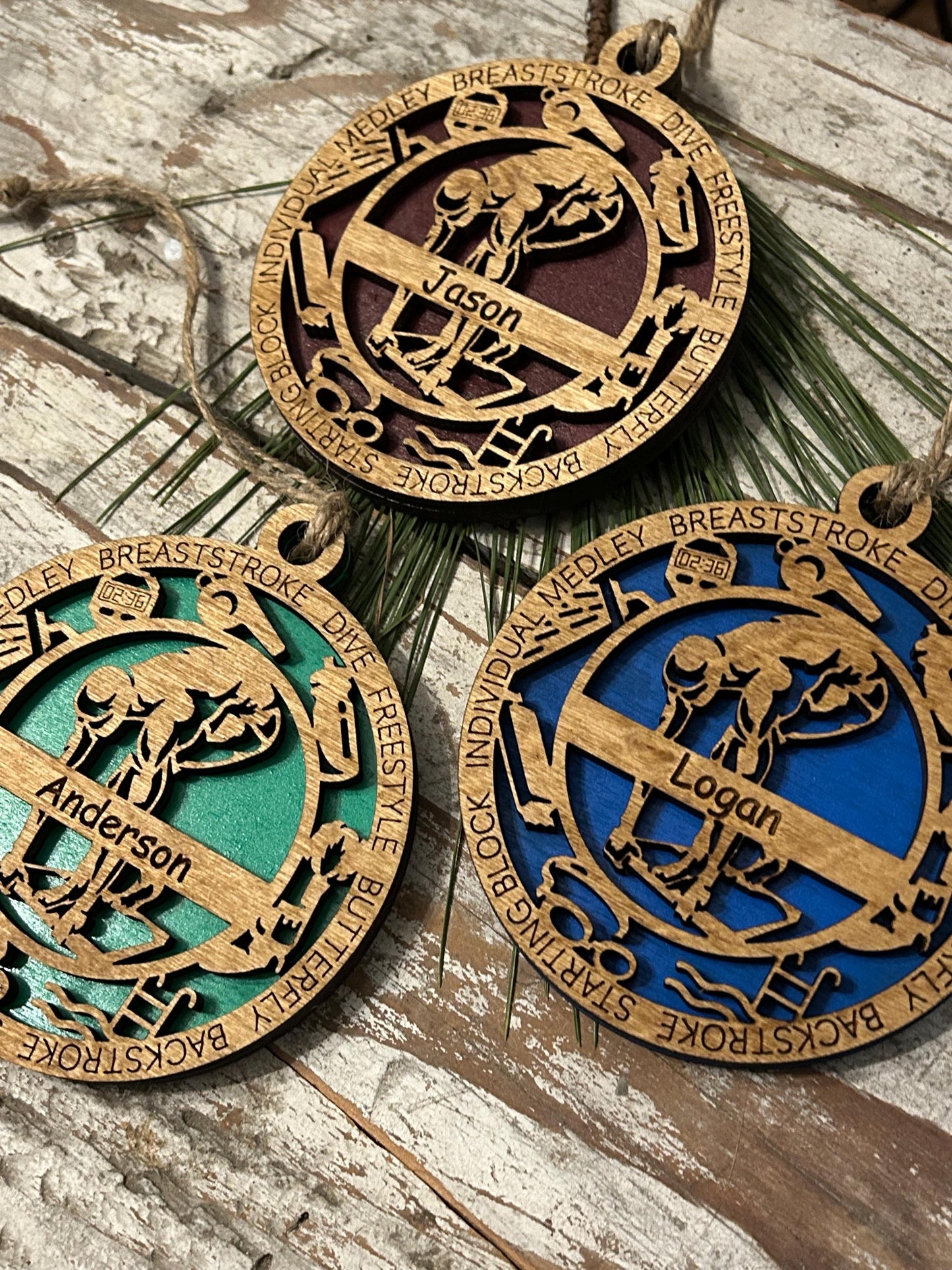 Personalized Swim Christmas Tree Ornament | Gift for High School Swimmer | Custom Boy or Girl Swimming Ornament | Swim Team Coach Gift