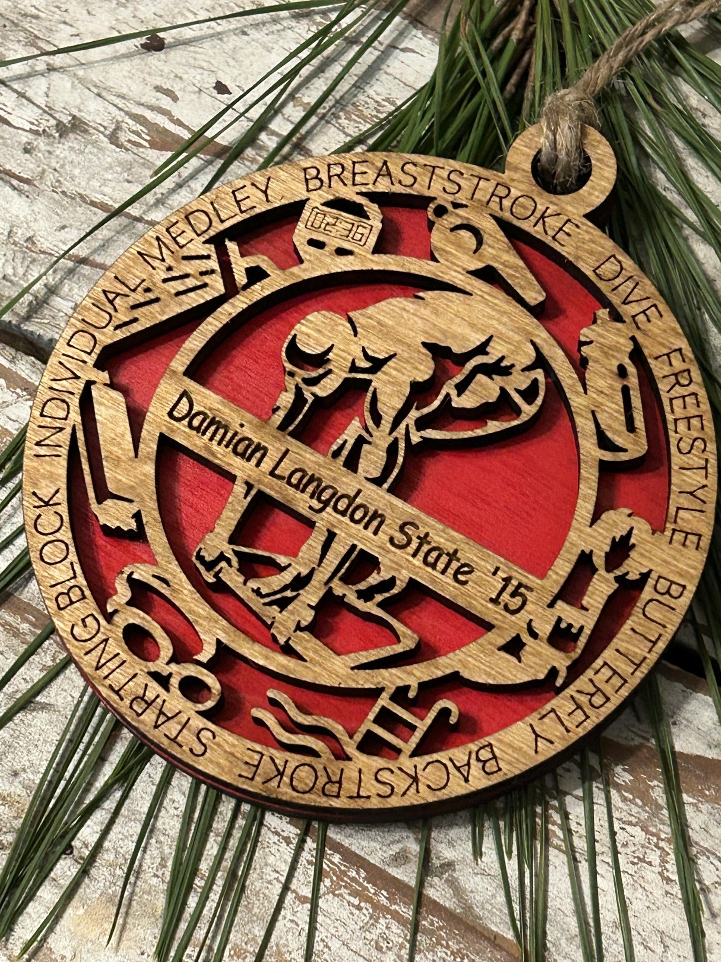 Personalized Swim Christmas Tree Ornament | Gift for High School Swimmer | Custom Boy or Girl Swimming Ornament | Swim Team Coach Gift