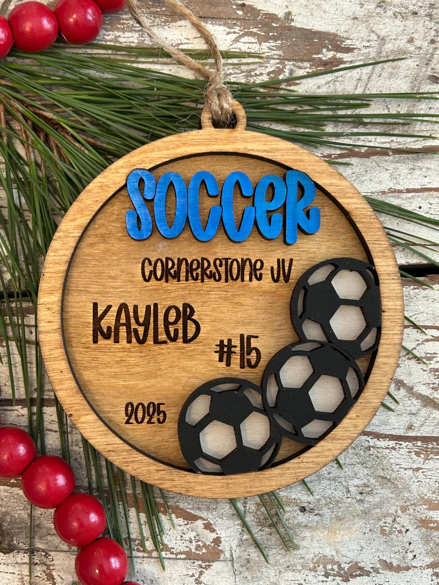 Personalized Soccer Player Christmas Tree Ornament | Gift for High School Soccer Team | Custom Soccer Ornament for Her or Him | Club Soccer
