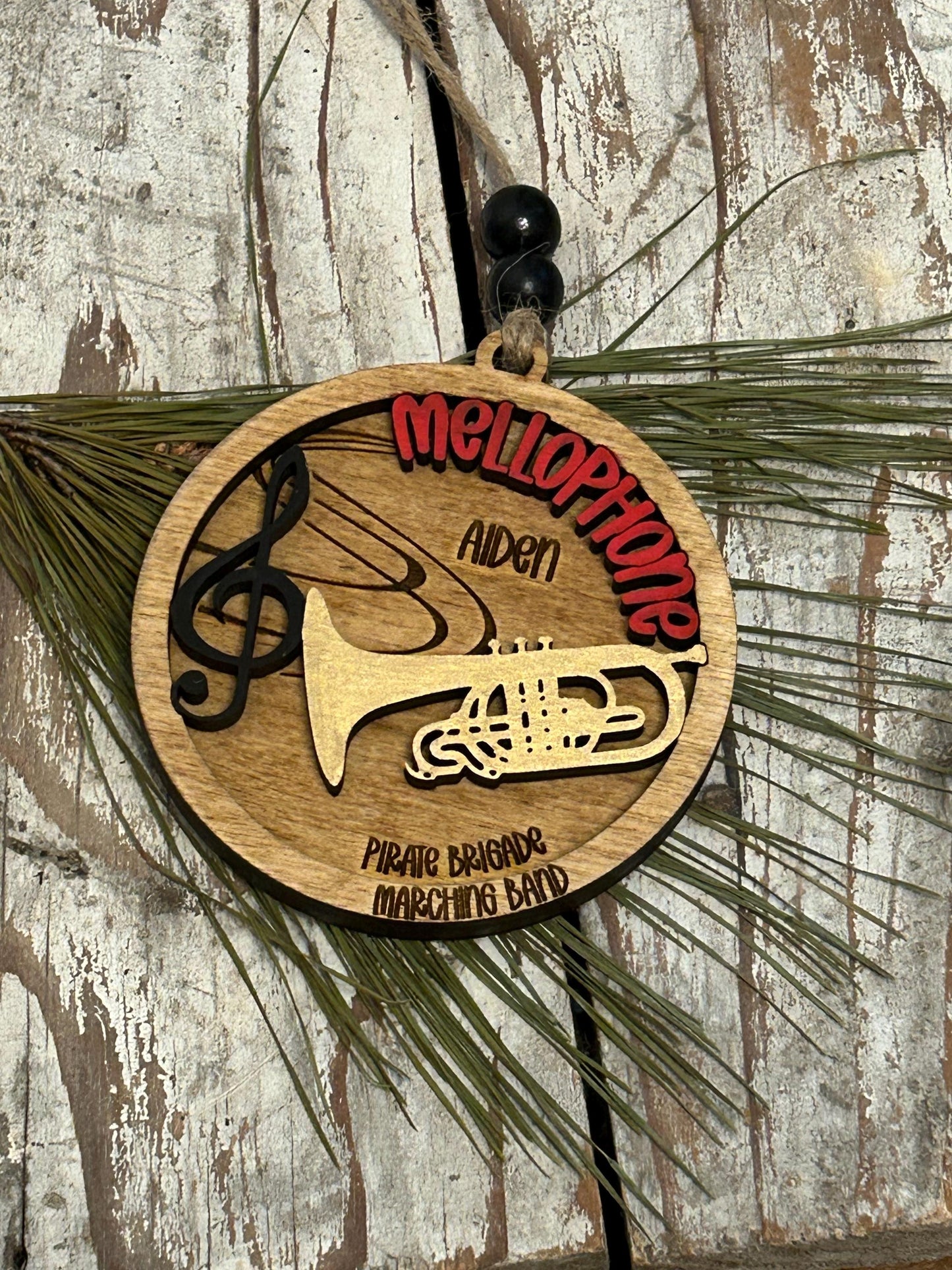 Personalized Mellophone Marching Band Christmas Tree Ornament | Brass Music Instrument Ornament | Custom Band Gift | Drum and Bugle Corp