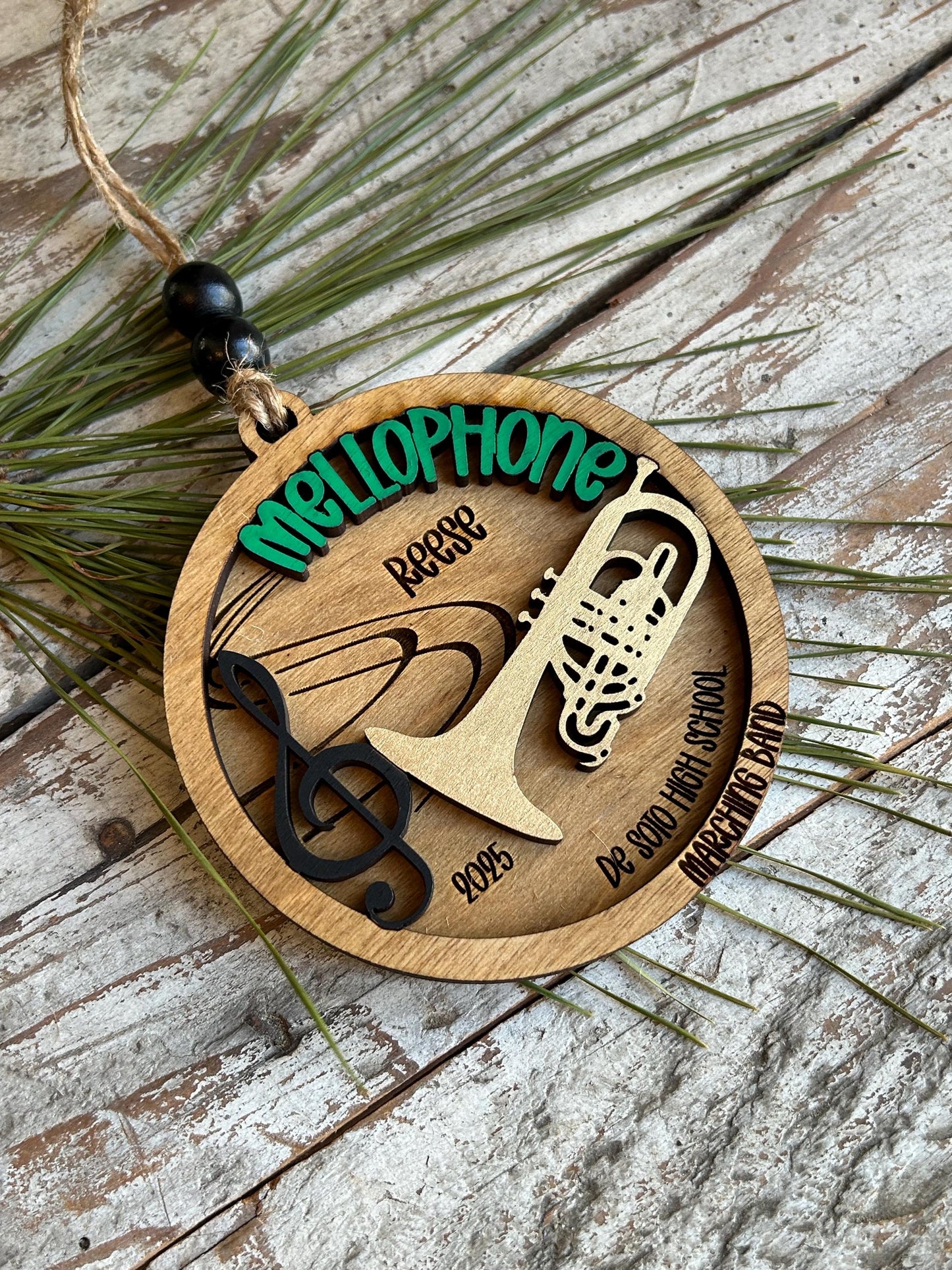 Personalized Mellophone Marching Band Christmas Tree Ornament | Brass Music Instrument Ornament | Custom Band Gift | Drum and Bugle Corp