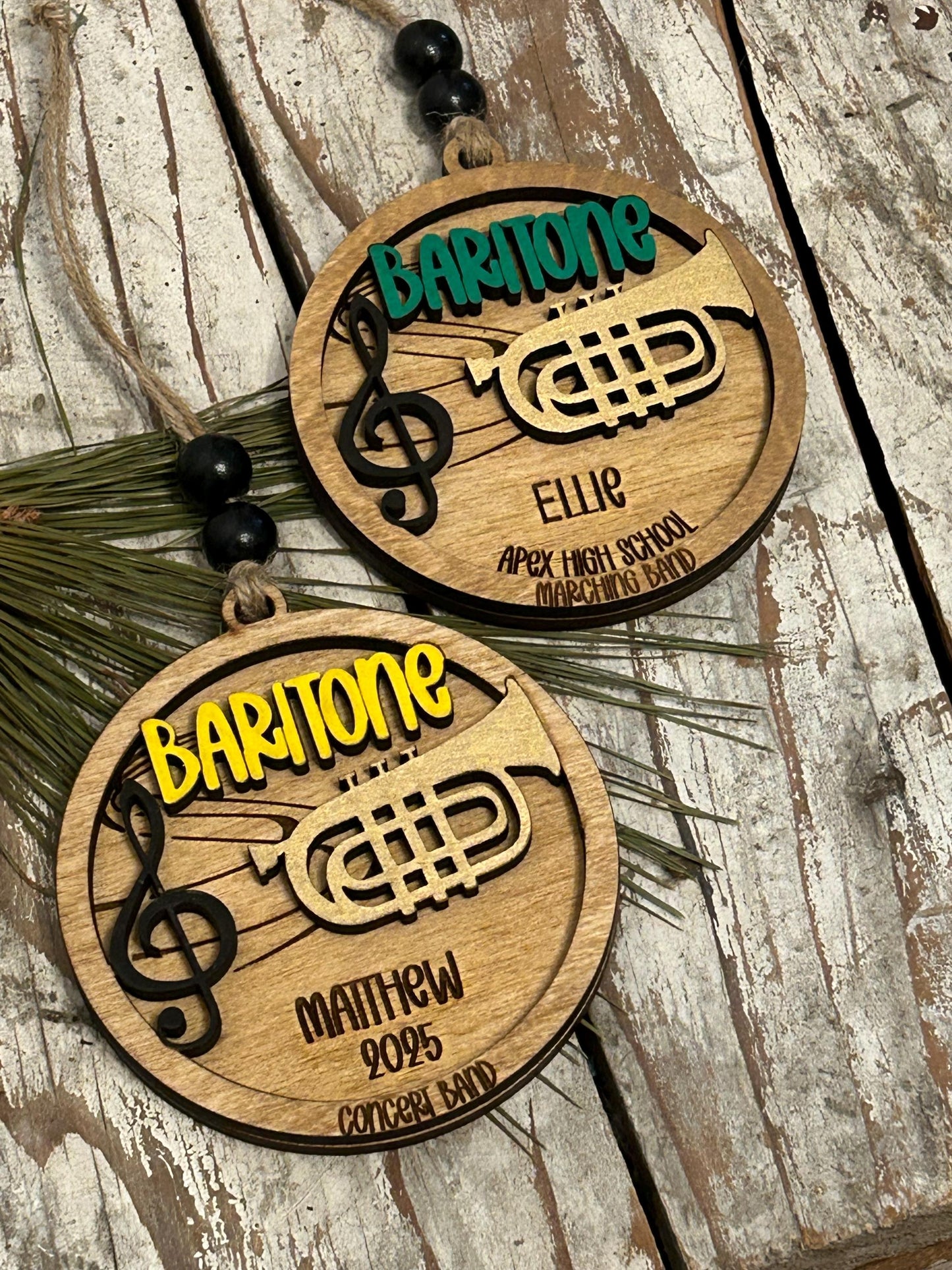 Personalized Baritone Marching Band Christmas Tree Ornament | Brass Music Instrument Ornament | Custom Band Gift | Gift for Band Director