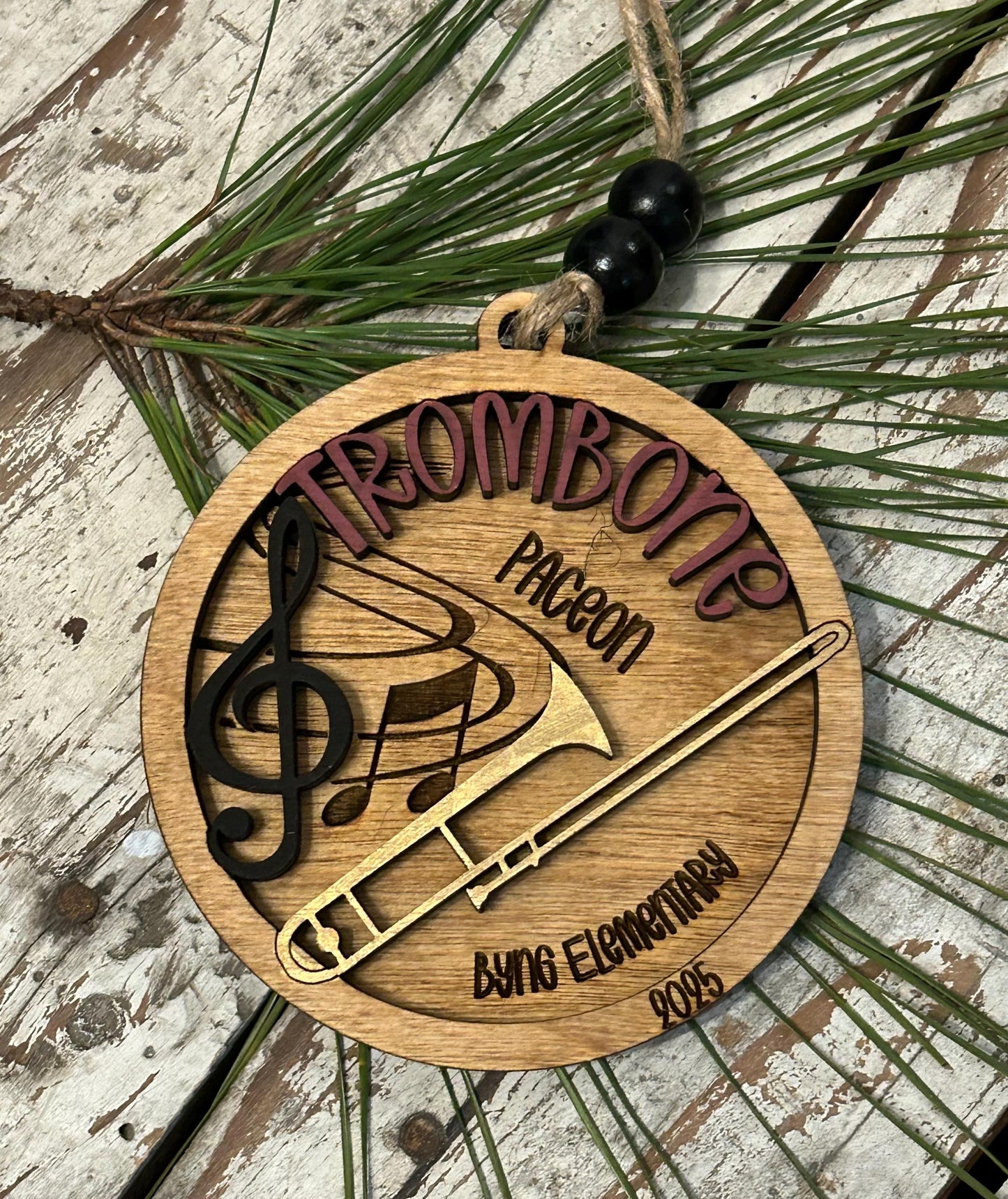 Personalized Trombone Marching Band Christmas Tree Ornament | Brass Music Instrument Ornament | Custom Band Gift | Gift for Band Director