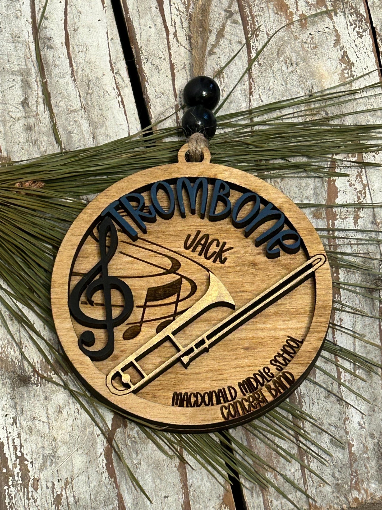 Personalized Trombone Marching Band Christmas Tree Ornament | Brass Music Instrument Ornament | Custom Band Gift | Gift for Band Director