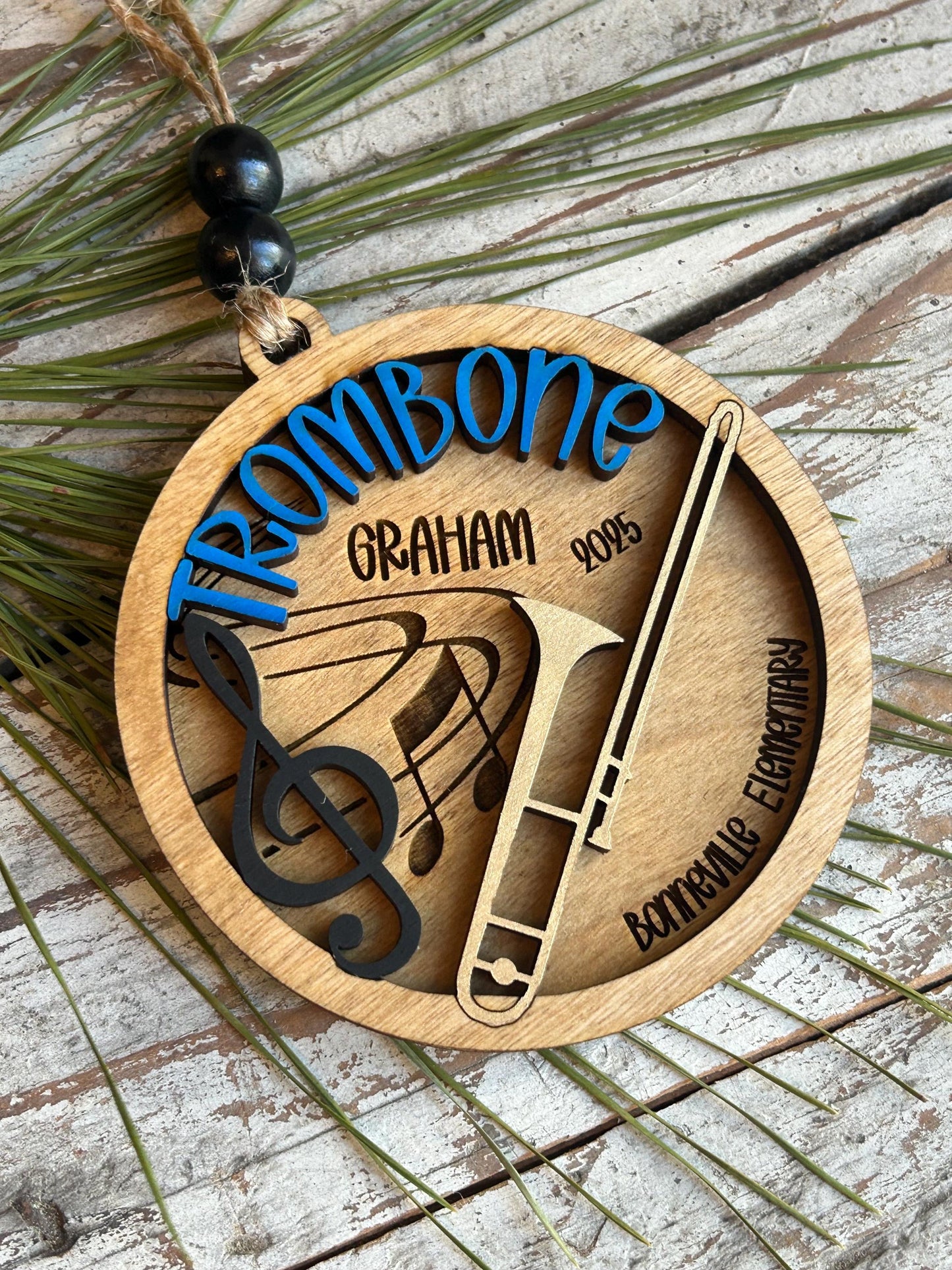 Personalized Trombone Marching Band Christmas Tree Ornament | Brass Music Instrument Ornament | Custom Band Gift | Gift for Band Director