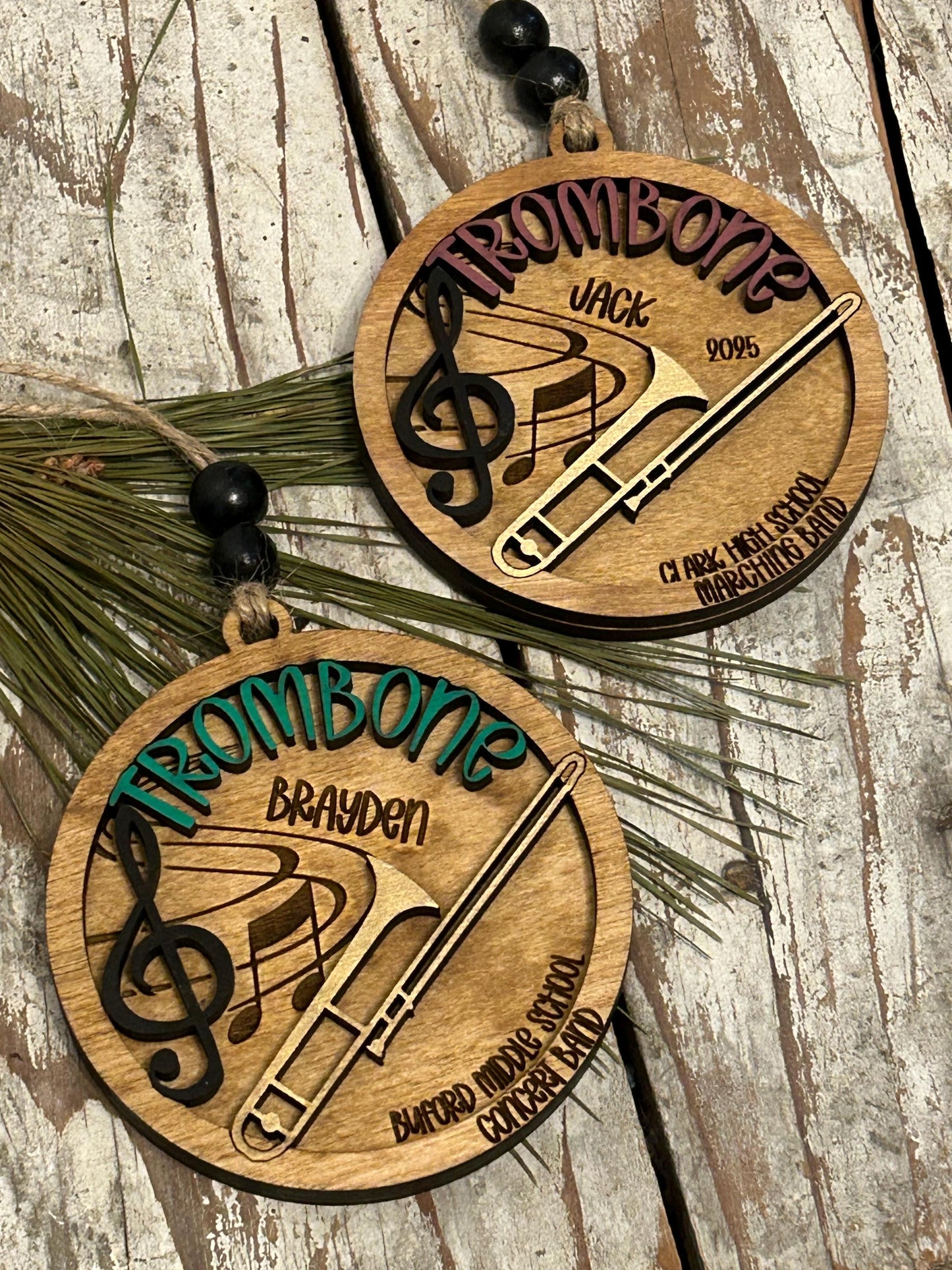 Personalized Trombone Marching Band Christmas Tree Ornament | Brass Music Instrument Ornament | Custom Band Gift | Gift for Band Director