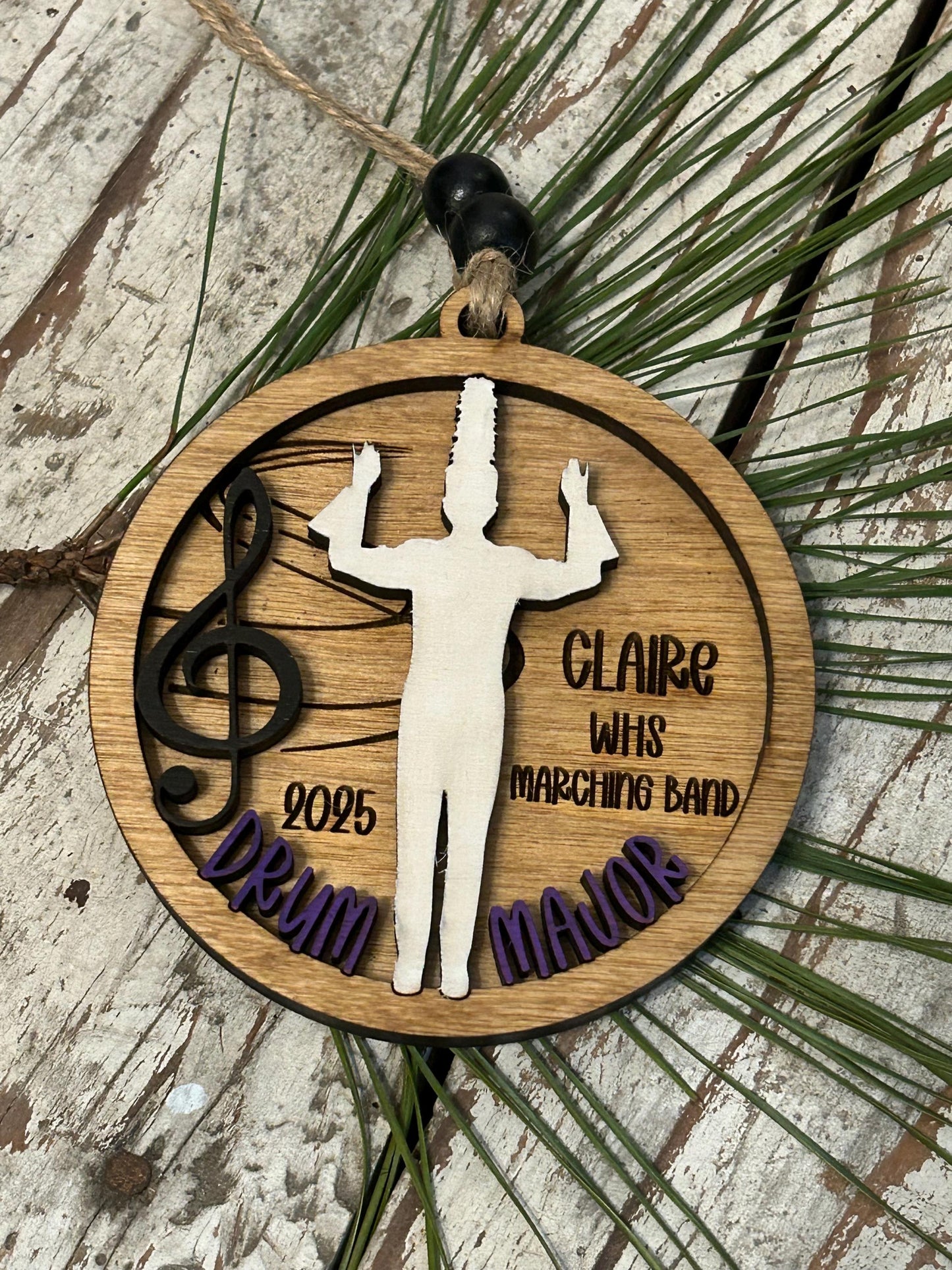 Personalized Drum Major Marching Band Christmas Tree Ornament |  Custom Band Leader Gift | Gift for Band Director | Music Lover | Conductor