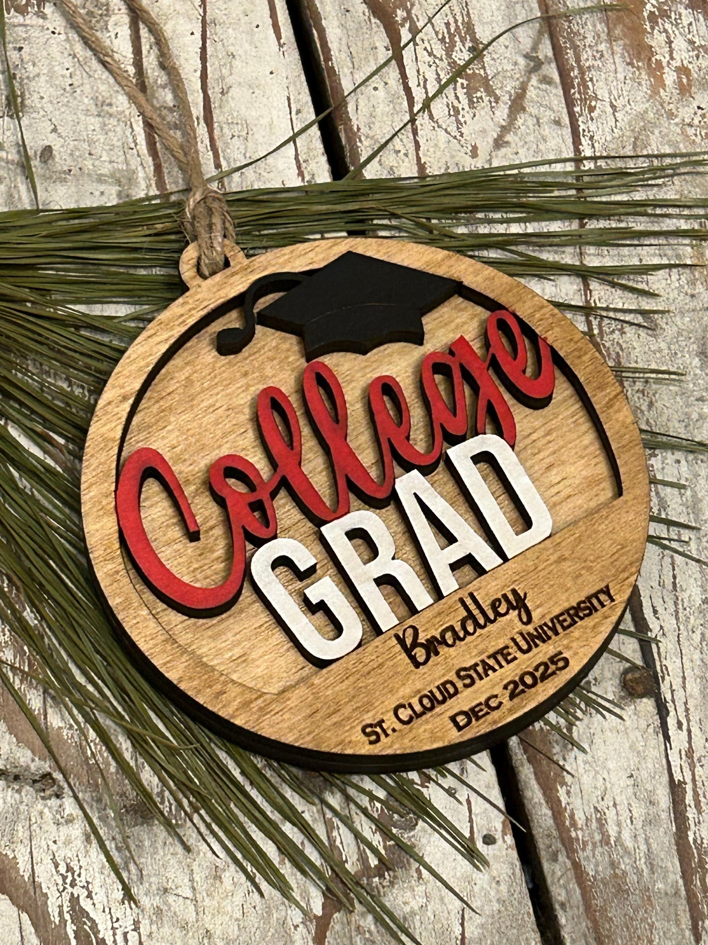 Personalized College Grad Christmas Tree Ornament | Gift for College Graduate | Graduation Ornament | Class of 2026 | Bachelors Masters
