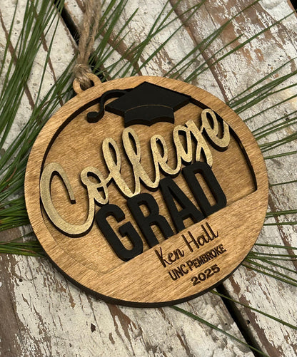Personalized College Grad Christmas Tree Ornament | Gift for College Graduate | Graduation Ornament | Class of 2026 | Bachelors Masters