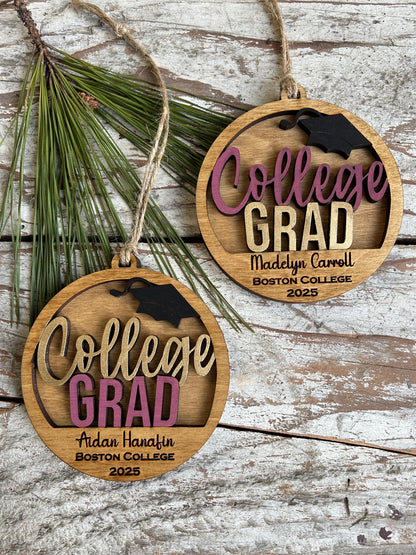 Personalized College Grad Christmas Tree Ornament | Gift for College Graduate | Graduation Ornament | Class of 2026 | Bachelors Masters