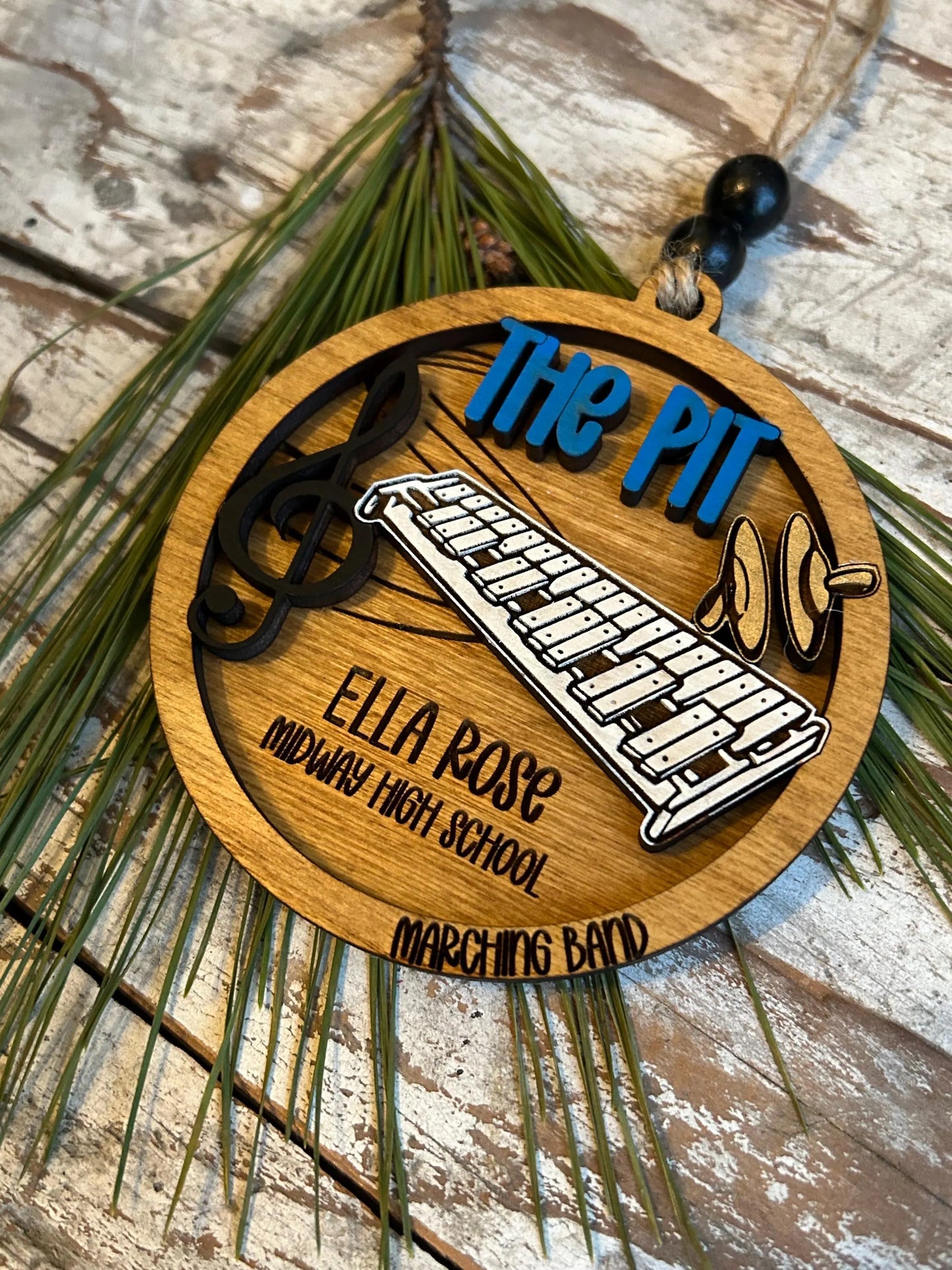 Personalized Pit Marching Band Christmas Tree Ornament | Percussion Xylophone | Triangle | The Pit Custom Band Gift | Gift for Band Director