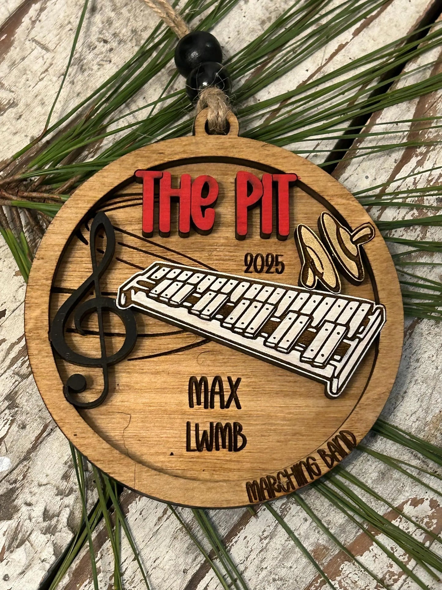 Personalized Pit Marching Band Christmas Tree Ornament | Percussion Xylophone | Triangle | The Pit Custom Band Gift | Gift for Band Director